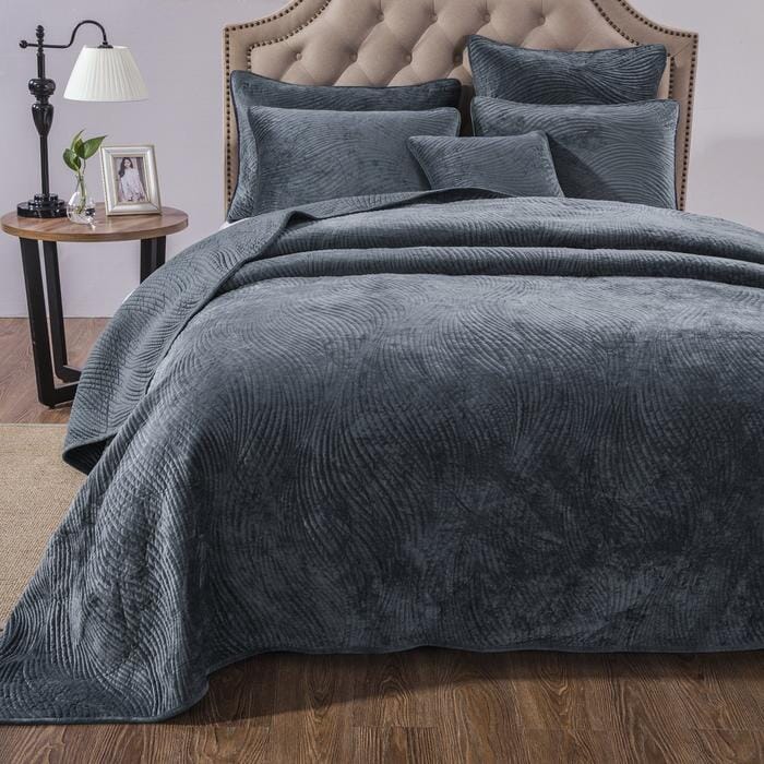 Tache Velvet Dreams Navy Blue Plush Waves Cushion Covers / Euro Sham (JHW-852BL)