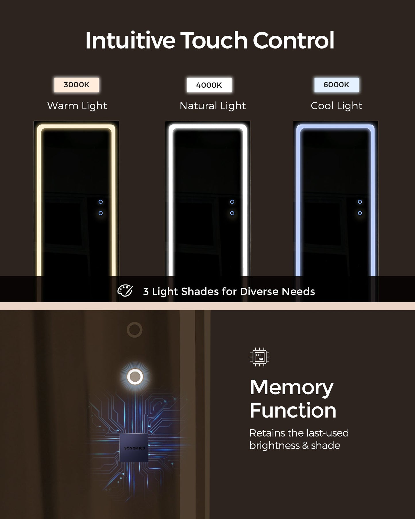 LED Mirror Jewelry Cabinet Standing