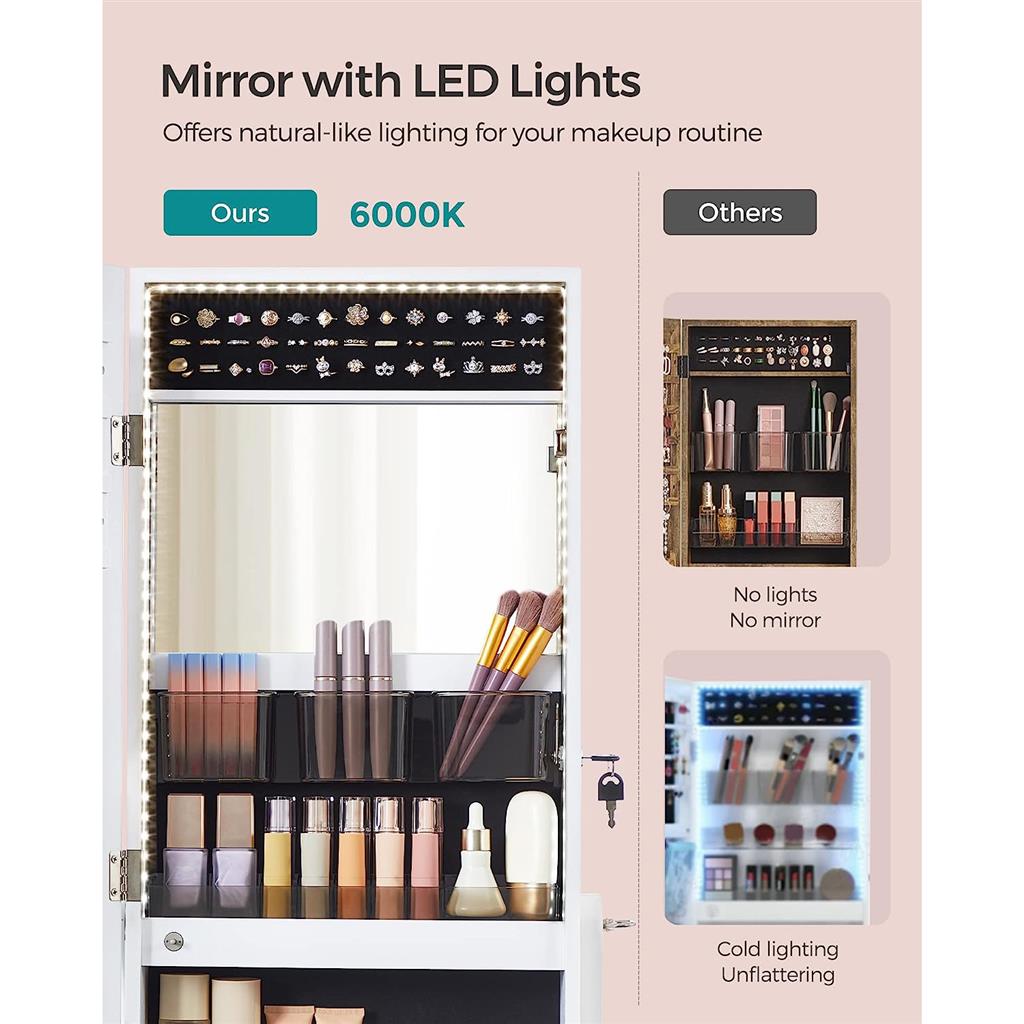 Mirror Jewelry Cabinet with LED Lights