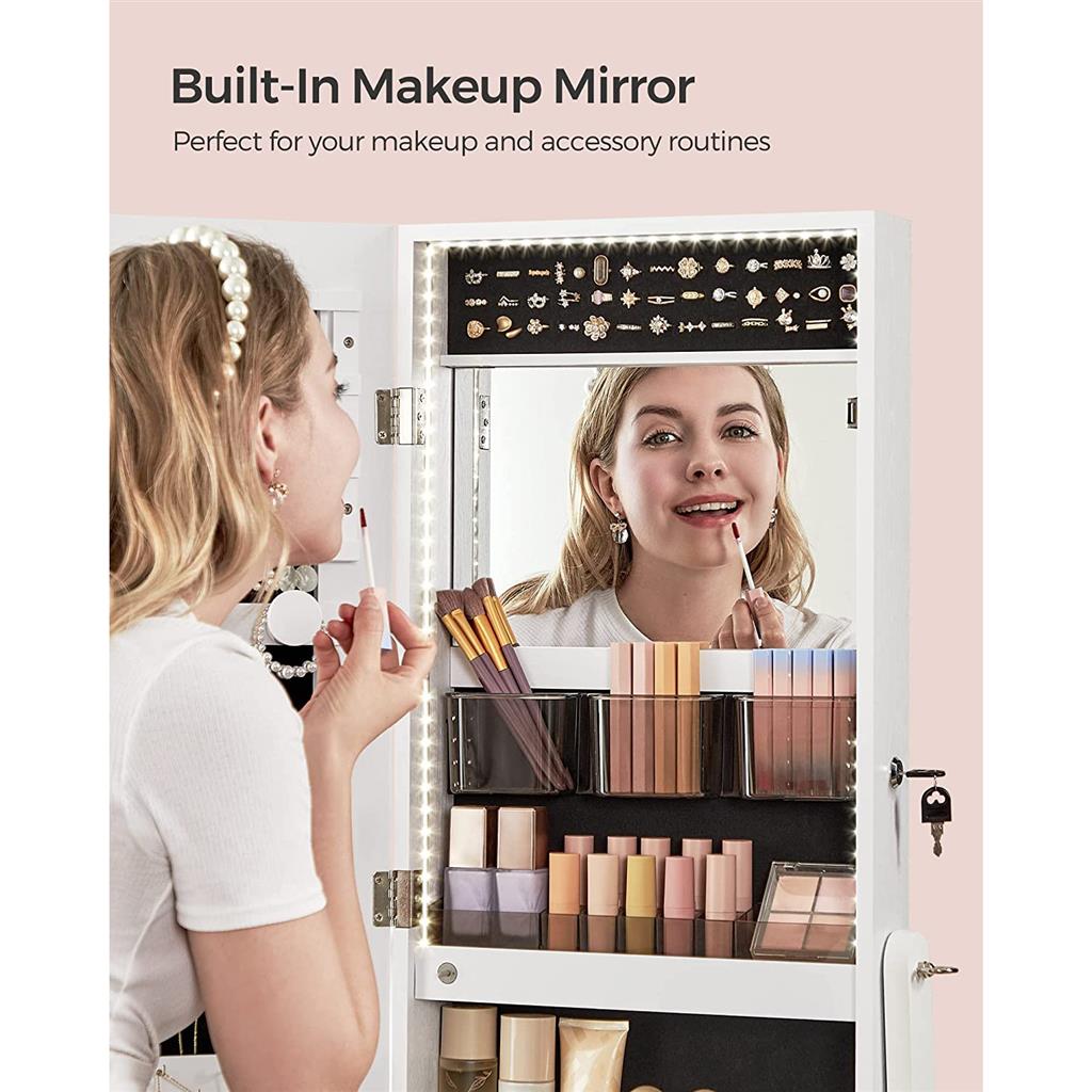 Mirror Jewelry Cabinet with LED Lights