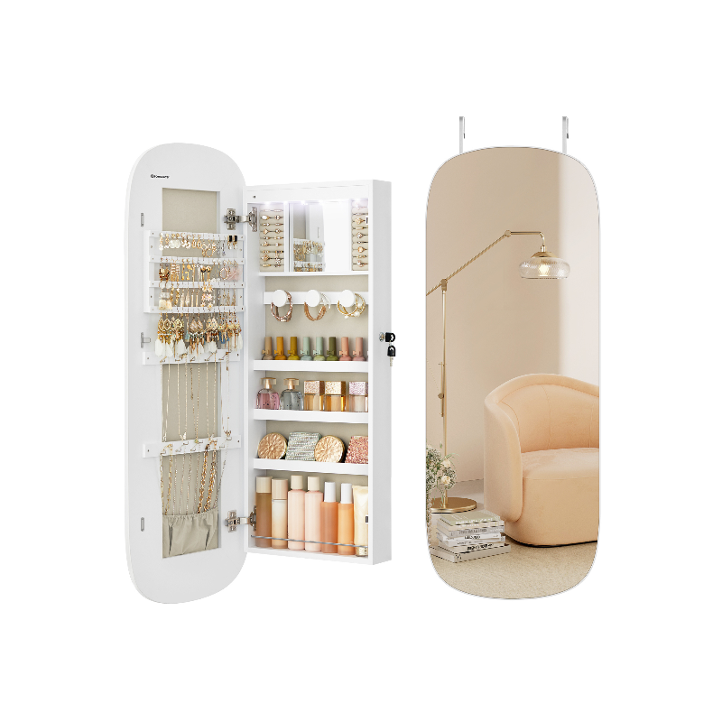 Wall Mounted Jewelry Organizer with Mirror