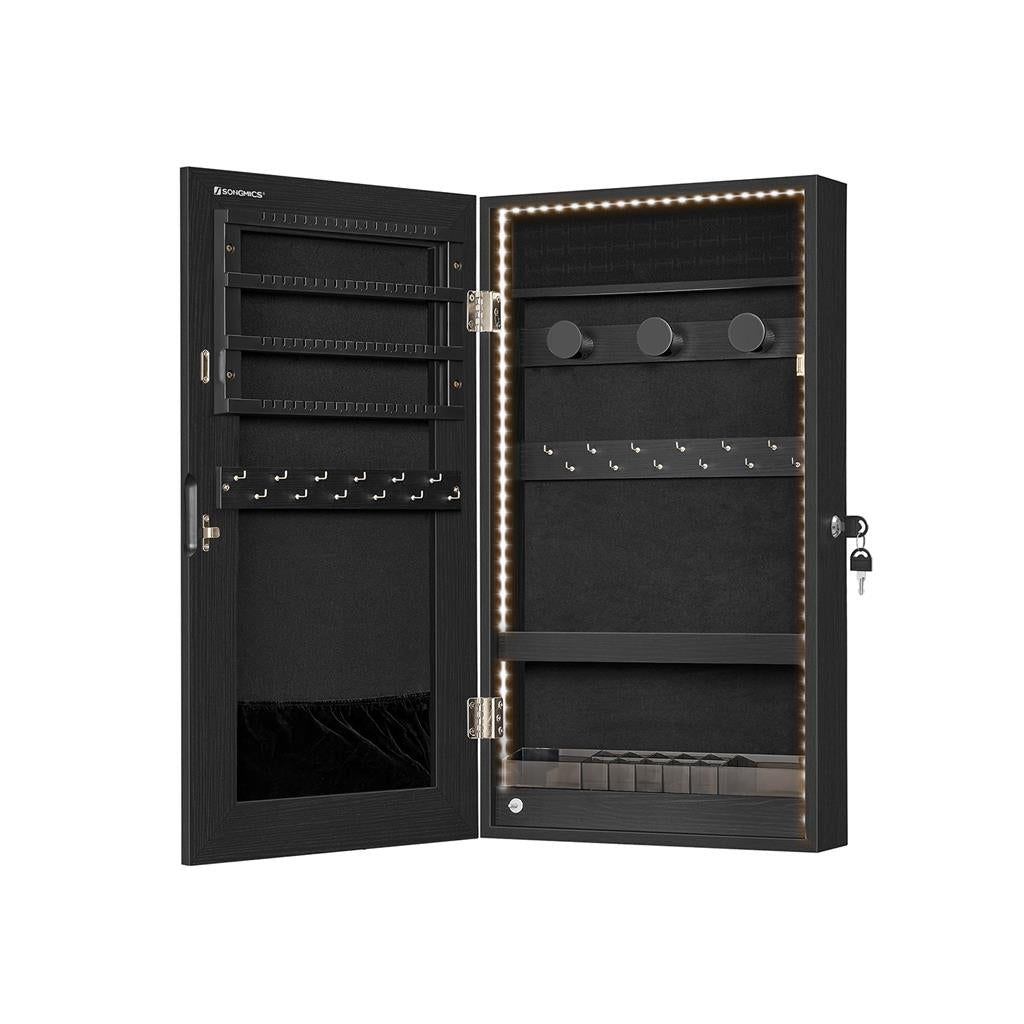 Mirror Jewelry Cabinet Armoire with Built-in LED Lights