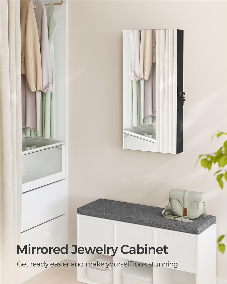 Mirror Jewelry Cabinet Armoire with Built-in LED Lights