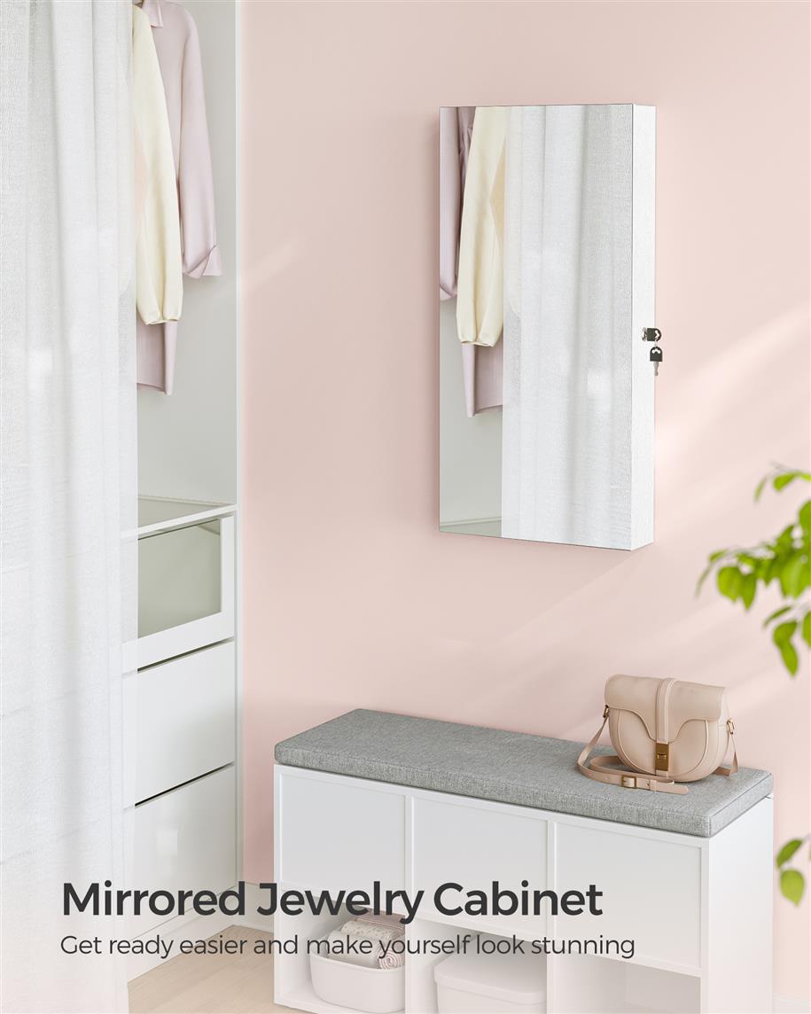 Mirror Jewelry Cabinet Armoire with Built-in LED Lights