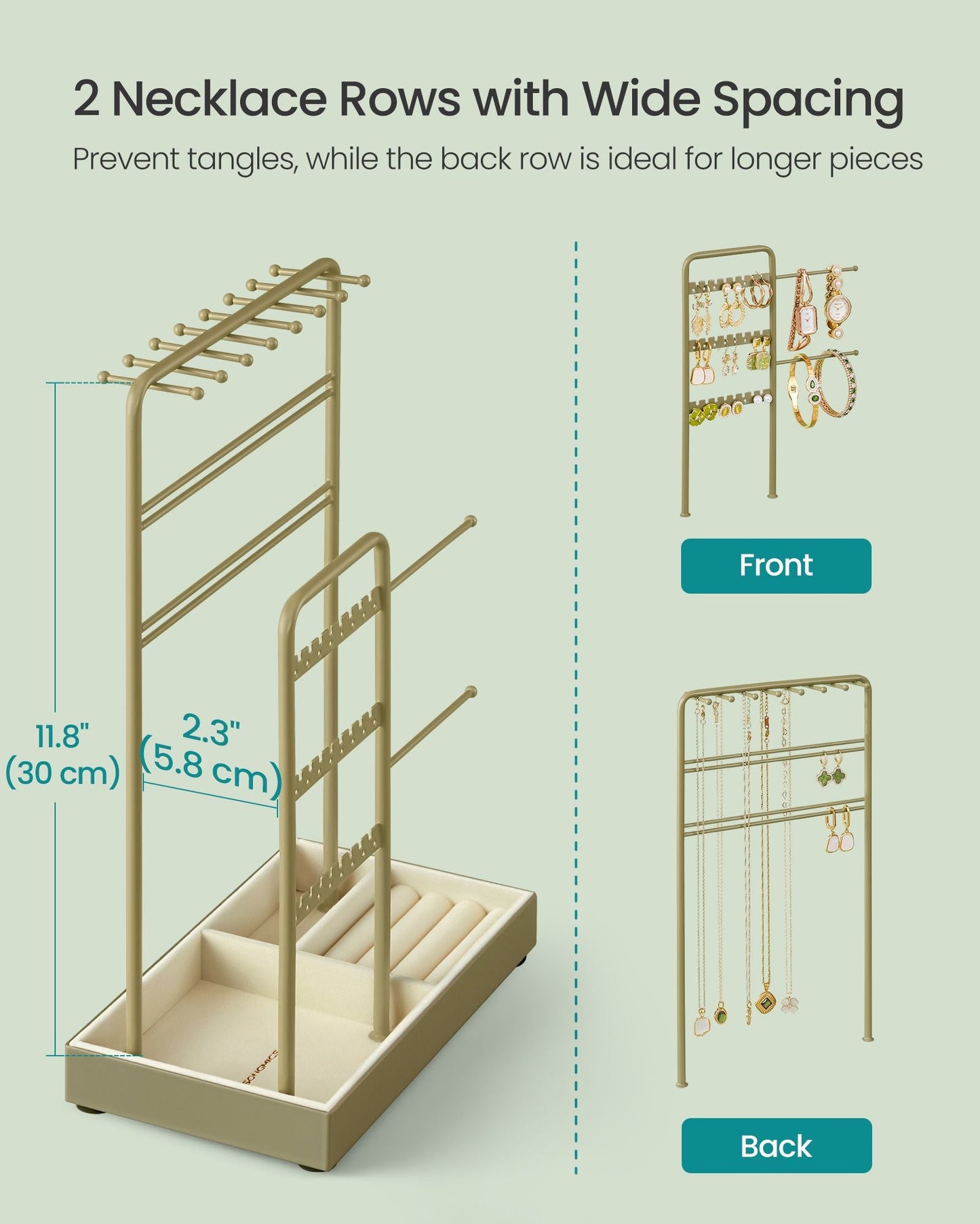 Jewelry Holder with Metal Frame and Velvet Tray