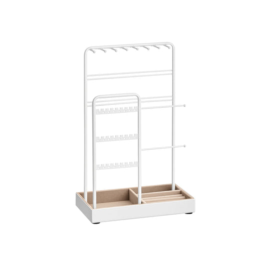 Jewelry Holder with Metal Frame and Velvet Tray White