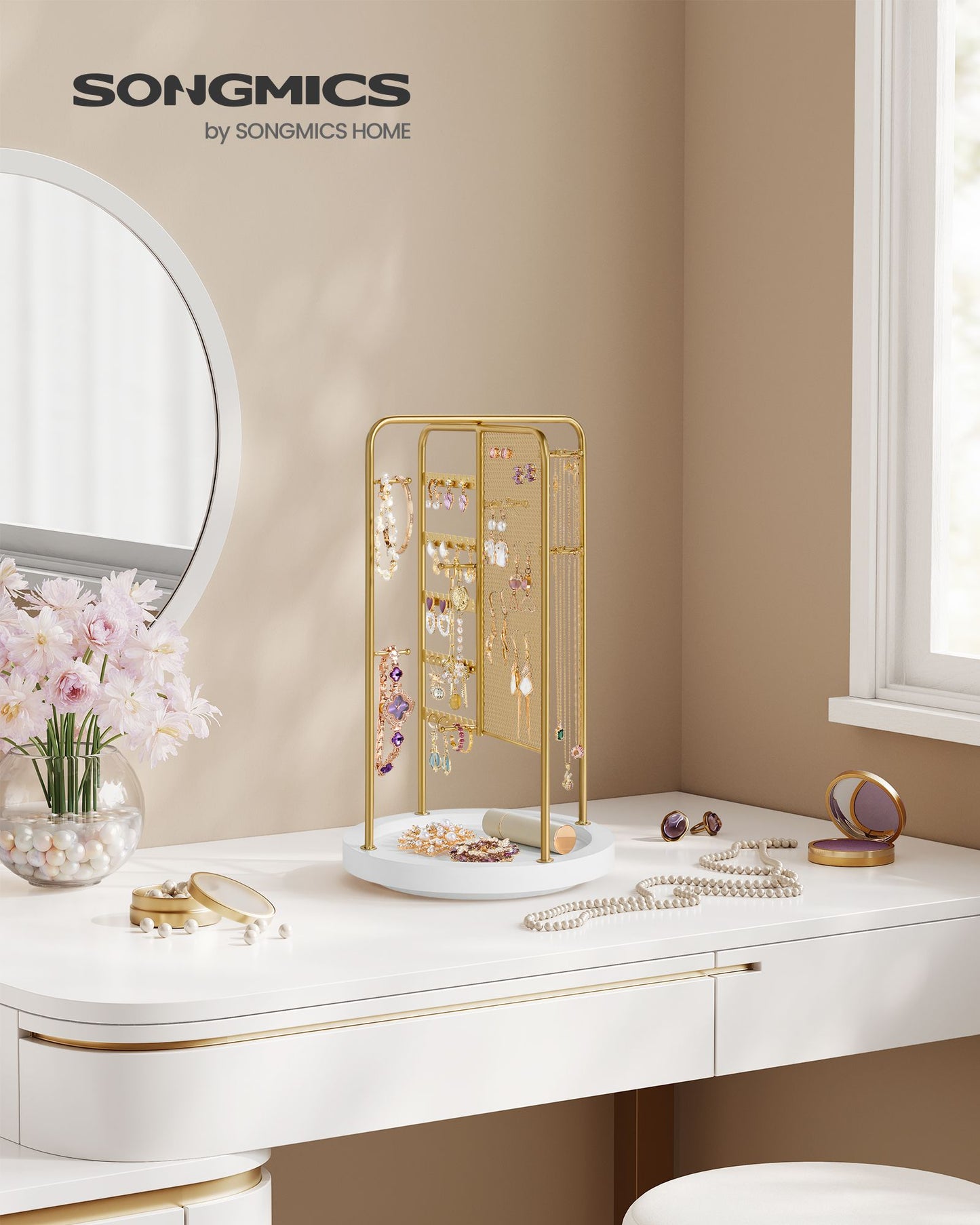 Rotating Jewellery Stand with Bottom Tray