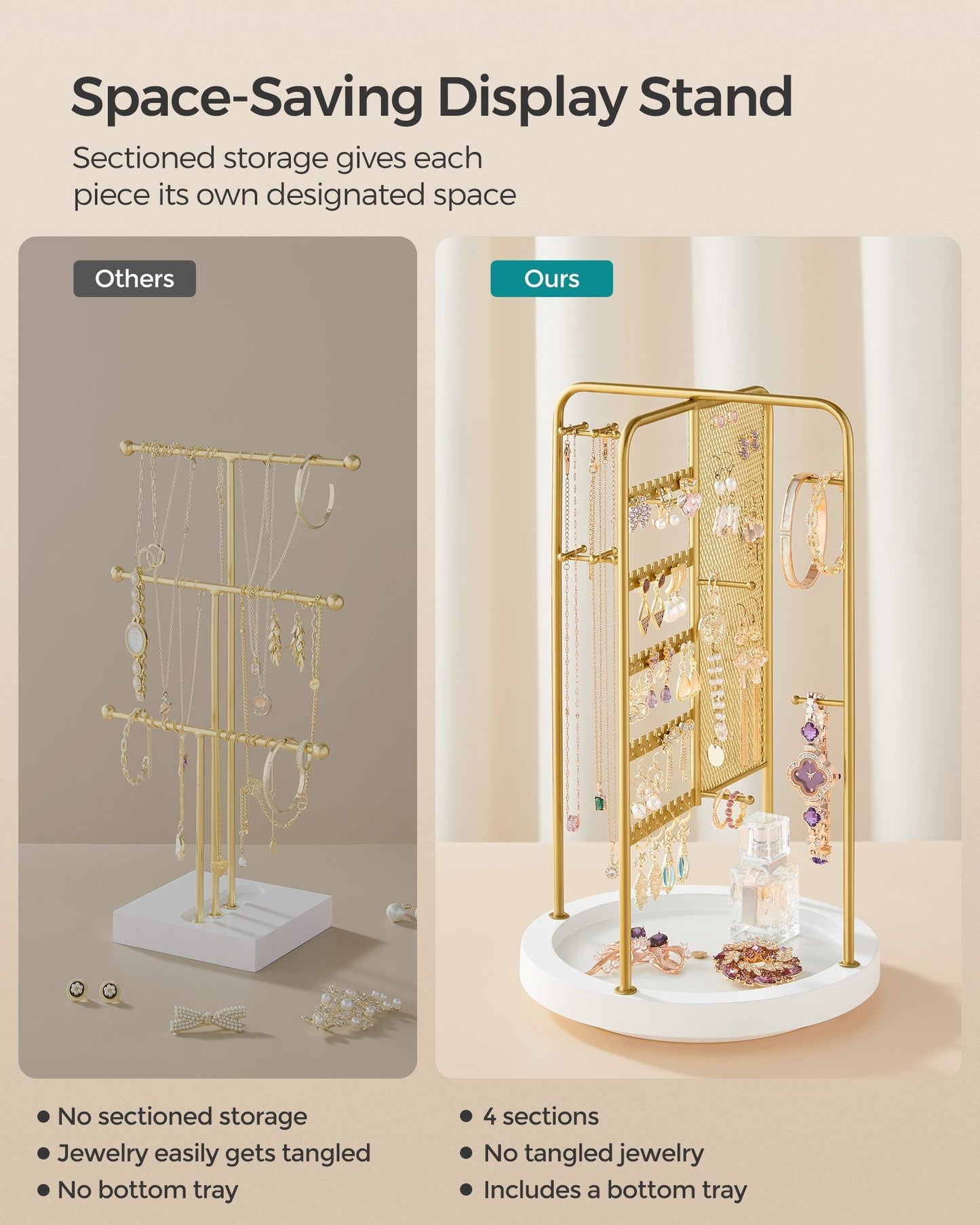 Rotating Jewellery Stand with Bottom Tray