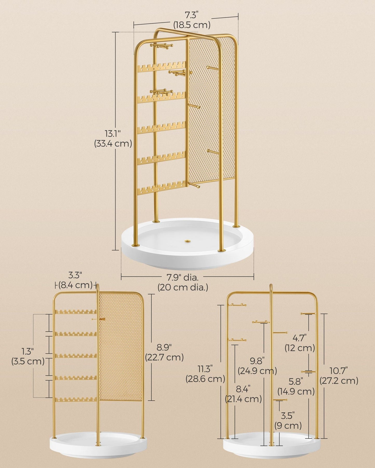 Rotating Jewellery Stand with Bottom Tray