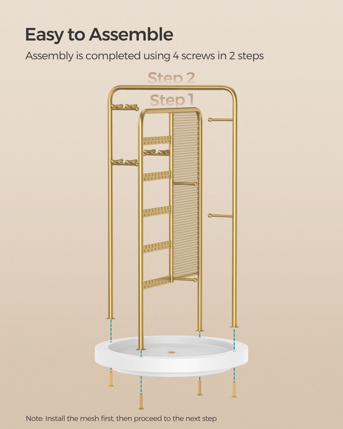 Rotating Jewellery Stand with Bottom Tray