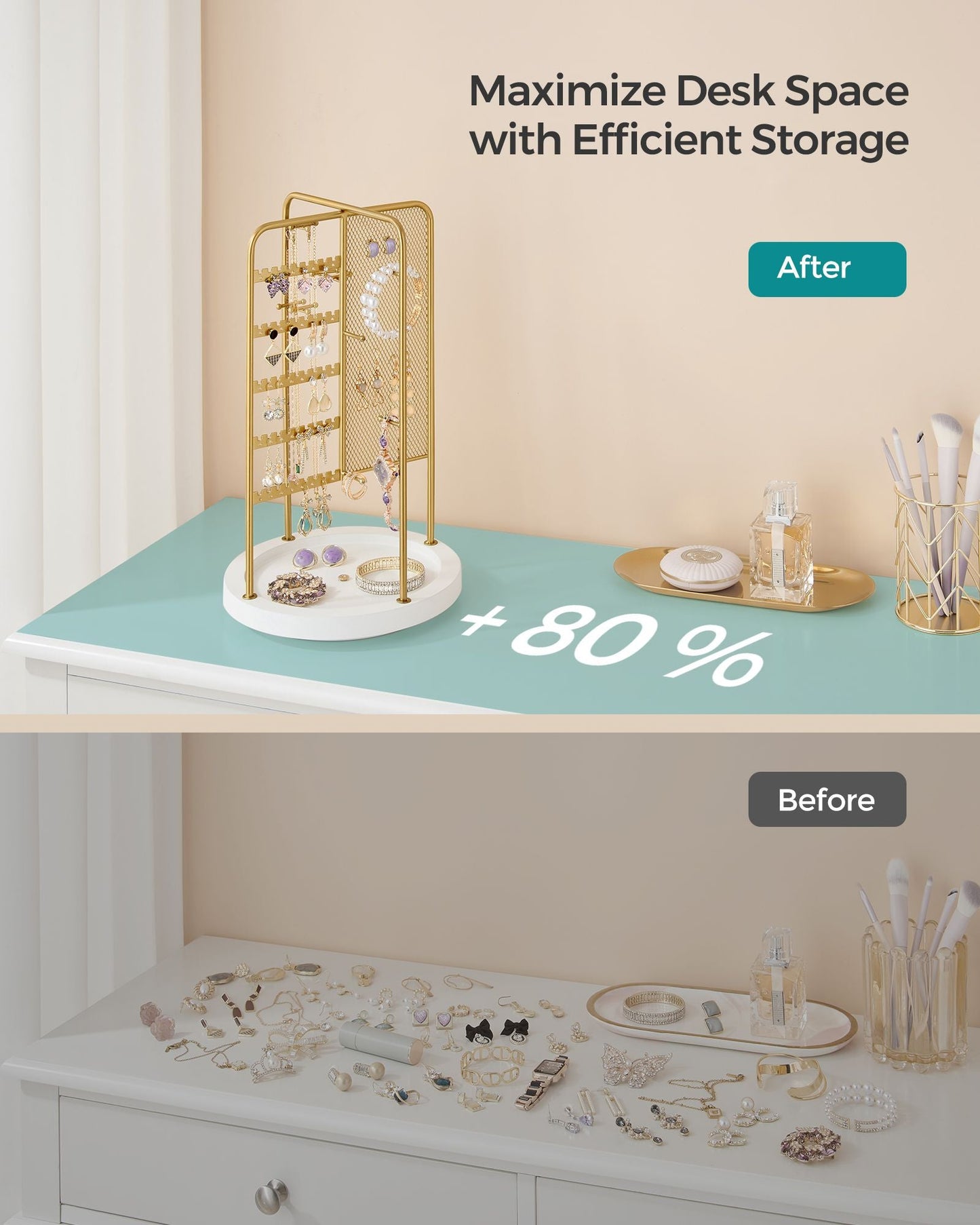 Rotating Jewellery Stand with Bottom Tray