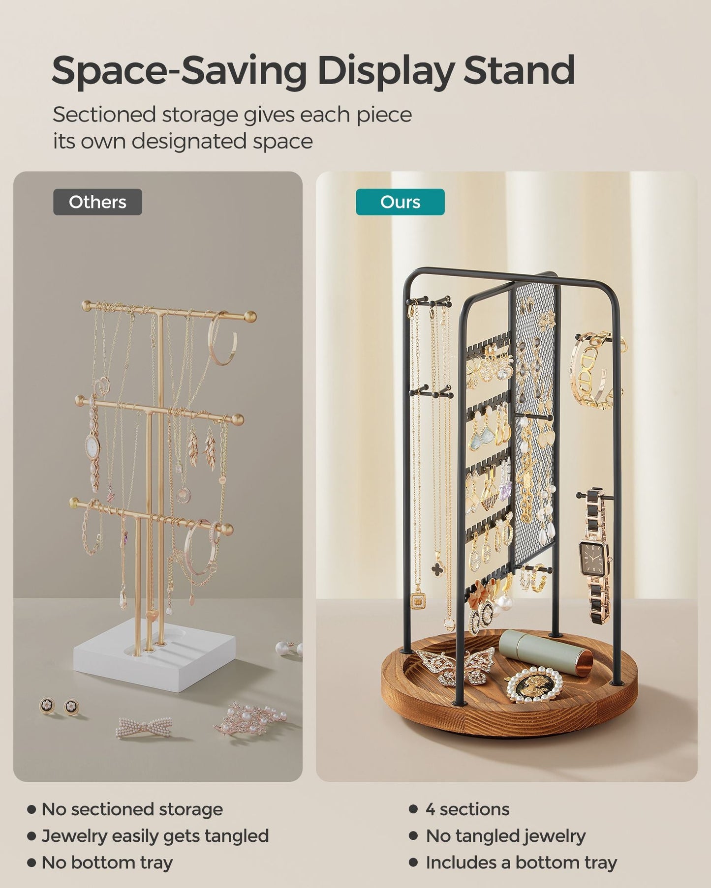 Rotating Jewellery Stand with Bottom Tray