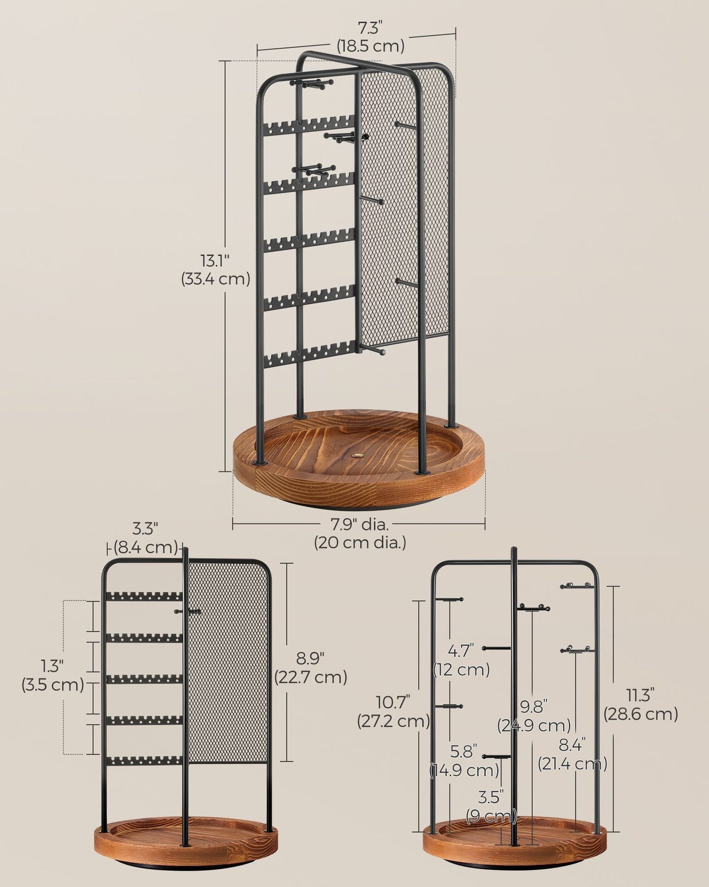 Rotating Jewellery Stand with Bottom Tray