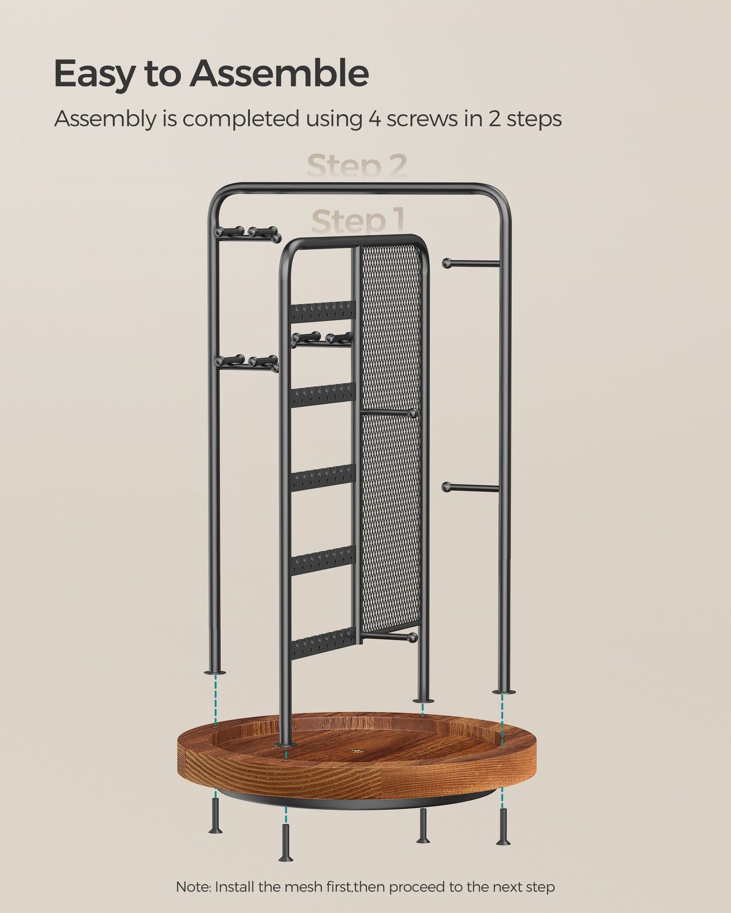 Rotating Jewellery Stand with Bottom Tray