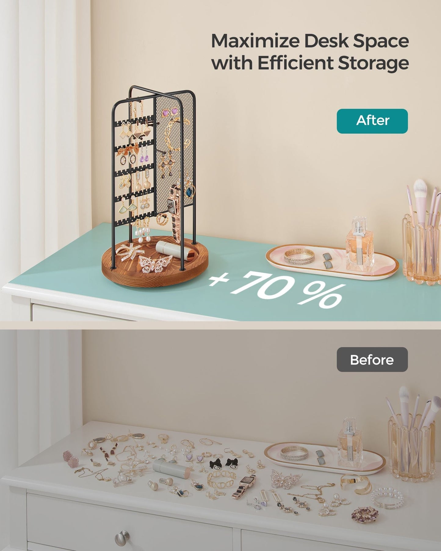 Rotating Jewellery Stand with Bottom Tray