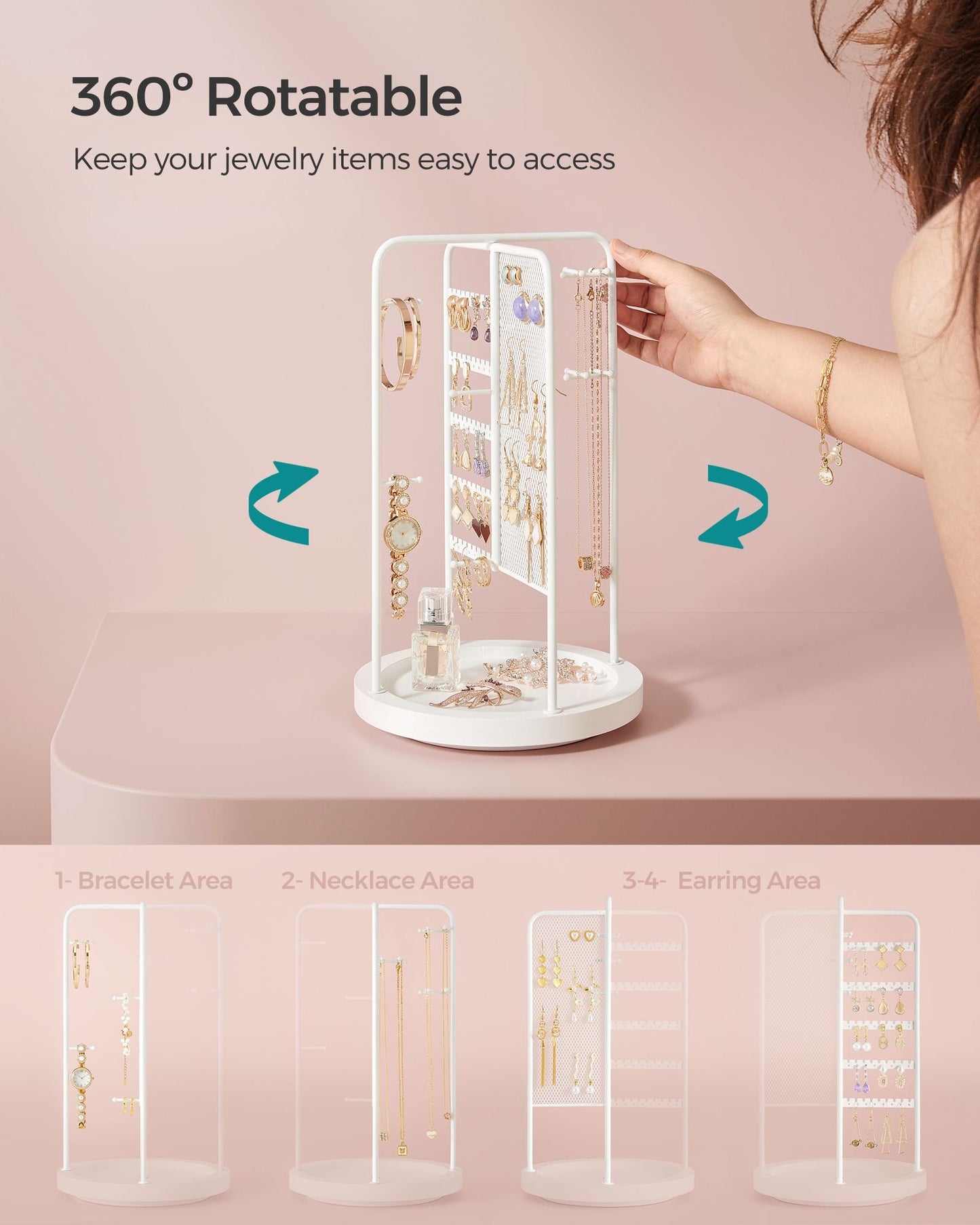 Rotating Jewellery Stand with Bottom Tray