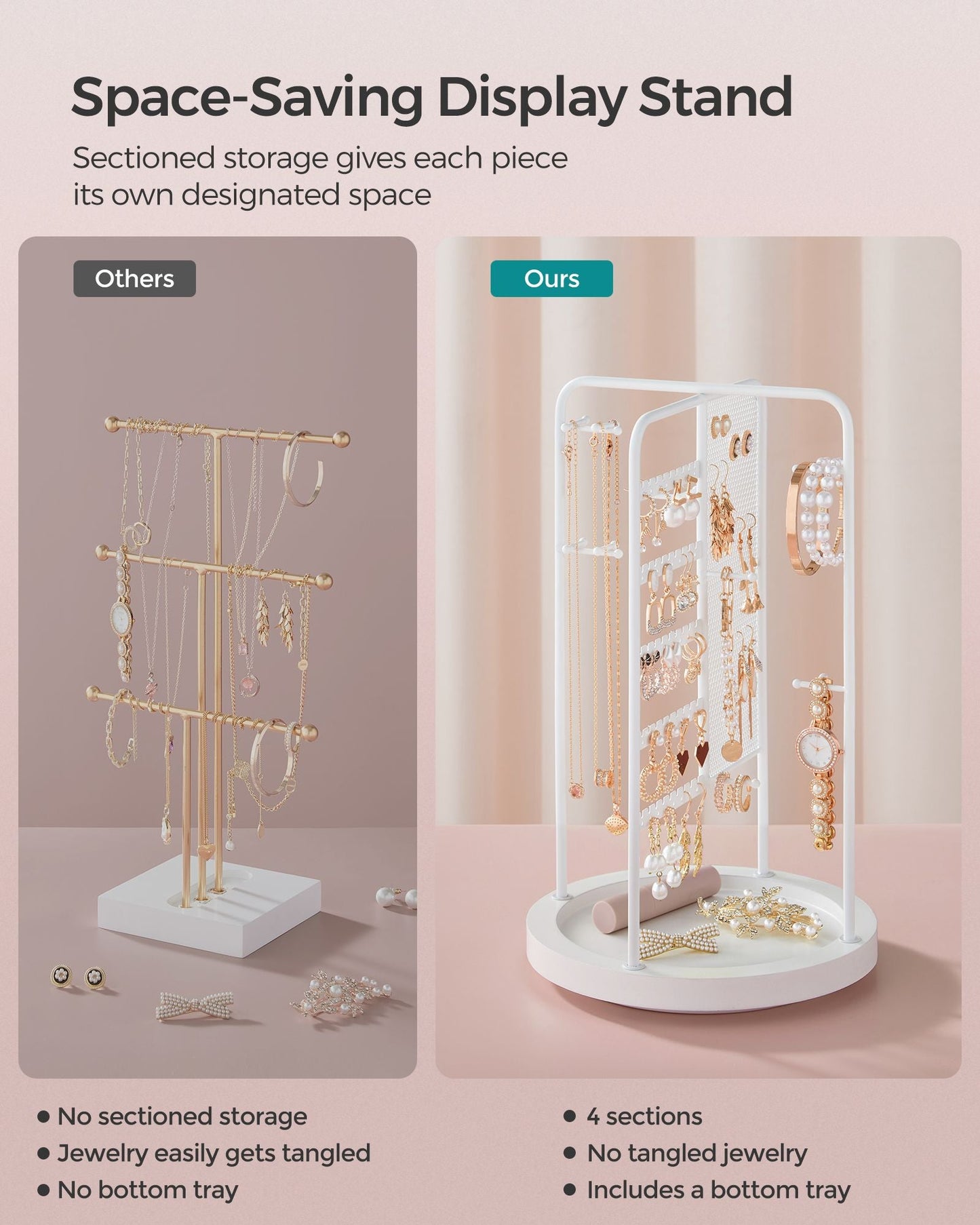 Rotating Jewellery Stand with Bottom Tray