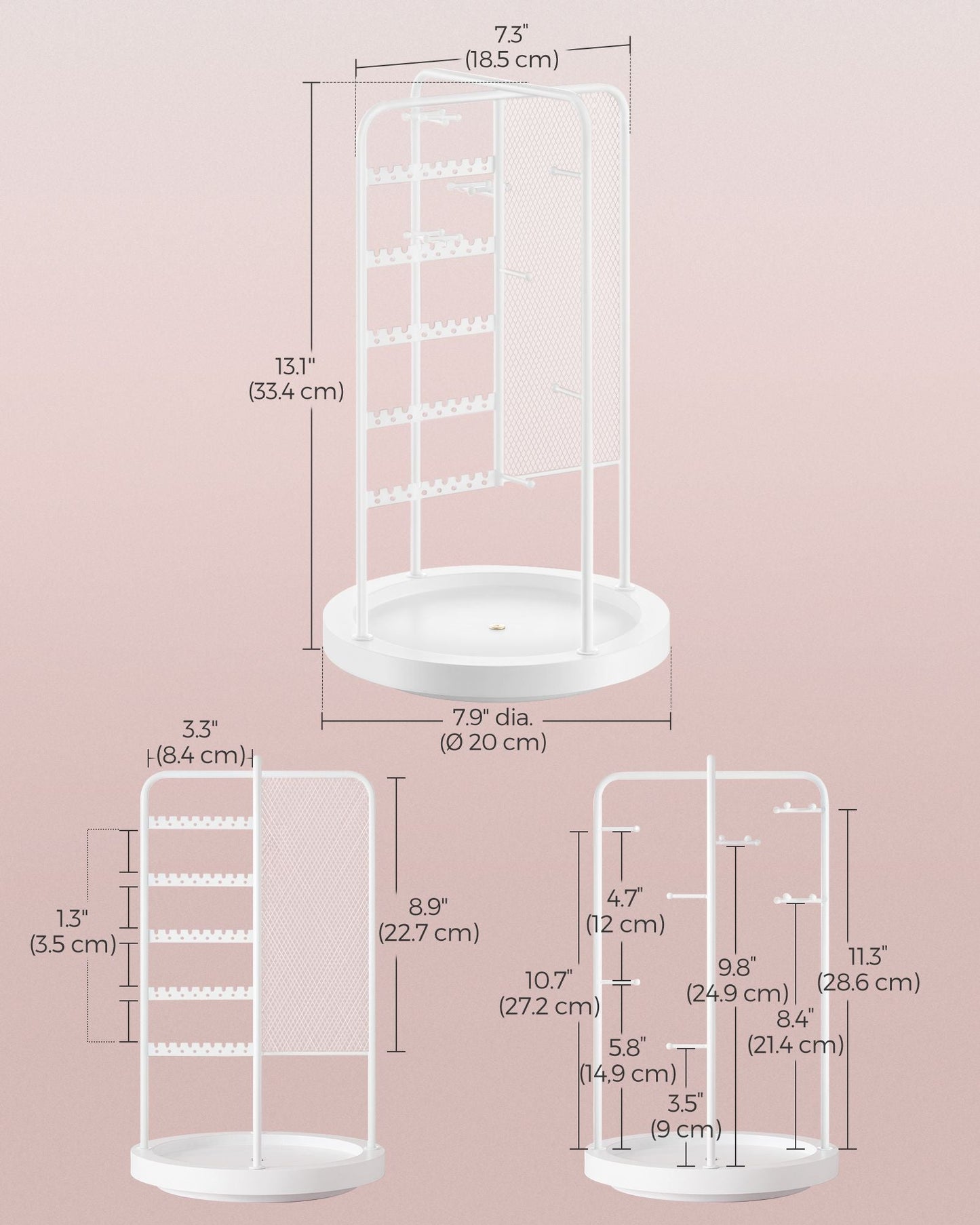 Rotating Jewellery Stand with Bottom Tray