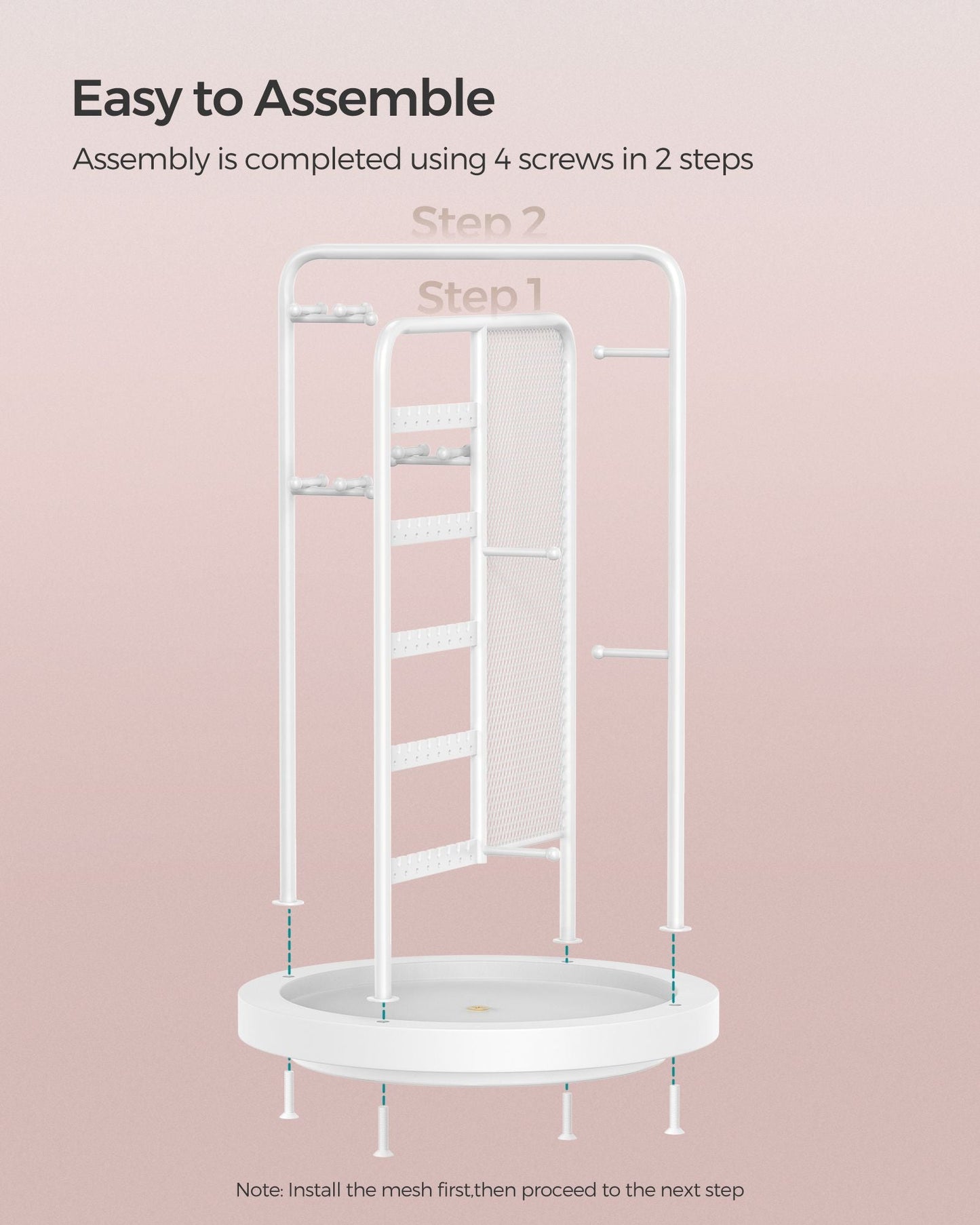 Rotating Jewellery Stand with Bottom Tray