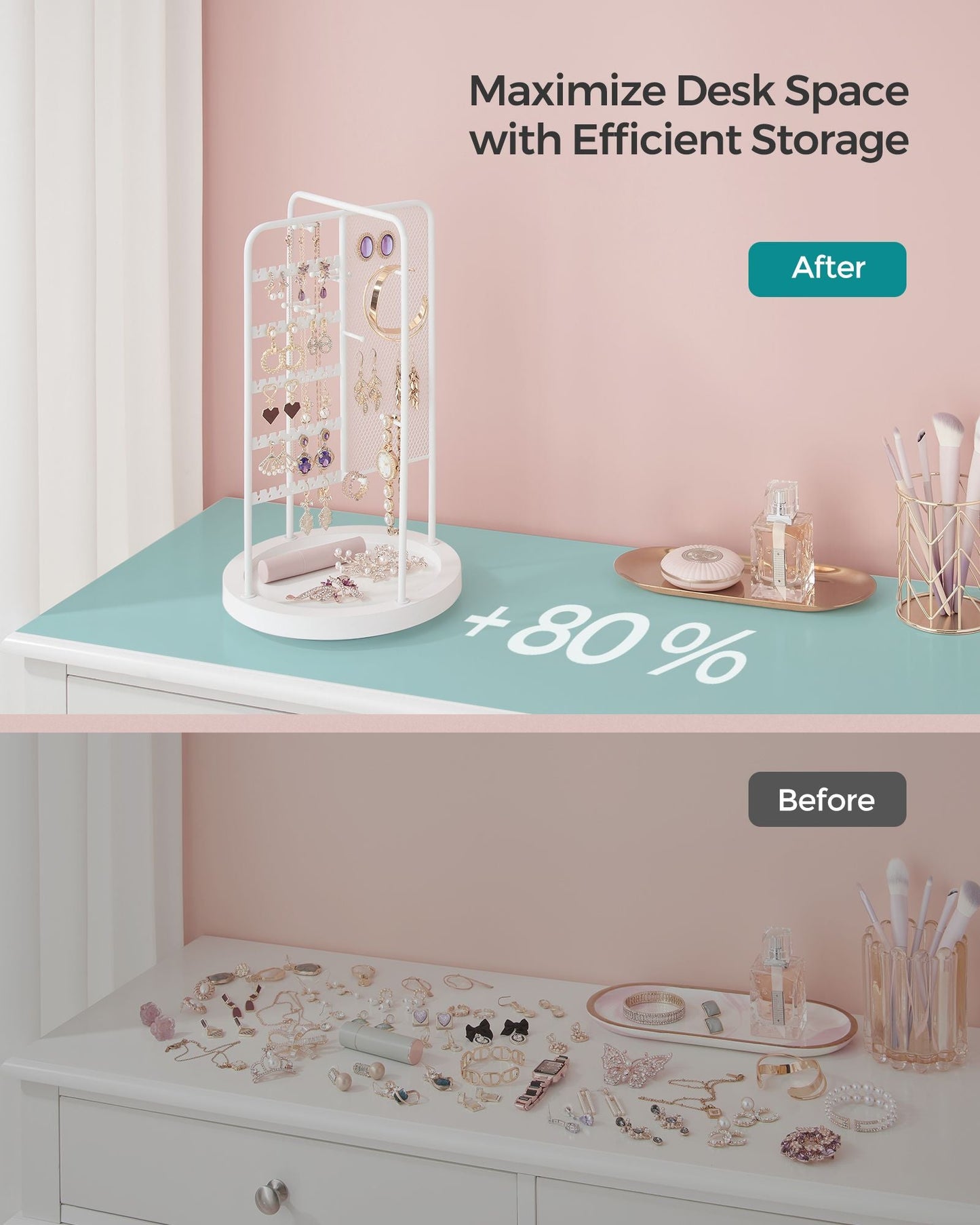 Rotating Jewellery Stand with Bottom Tray