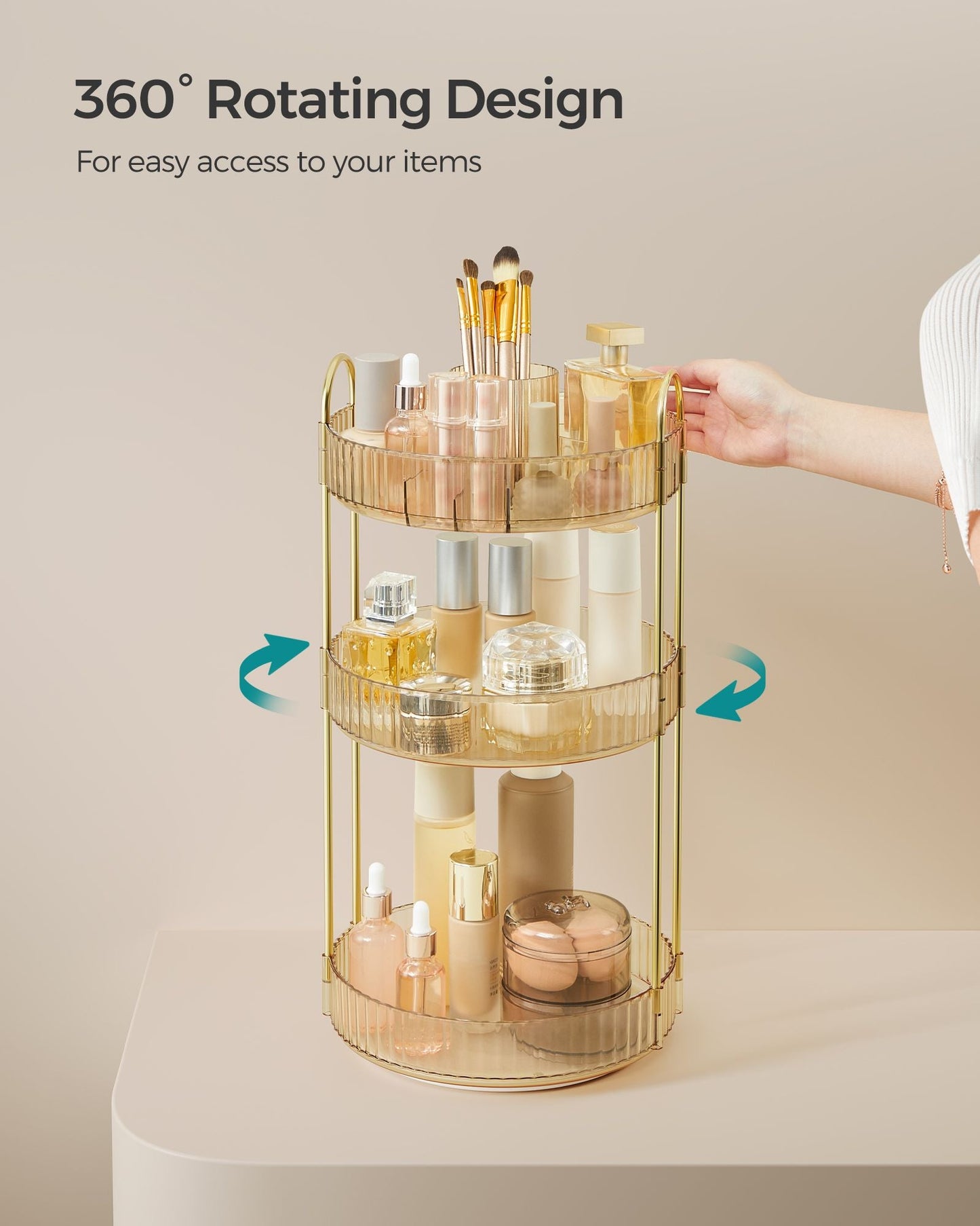 3-Tier Round Rotating Skincare Organizer Countertop