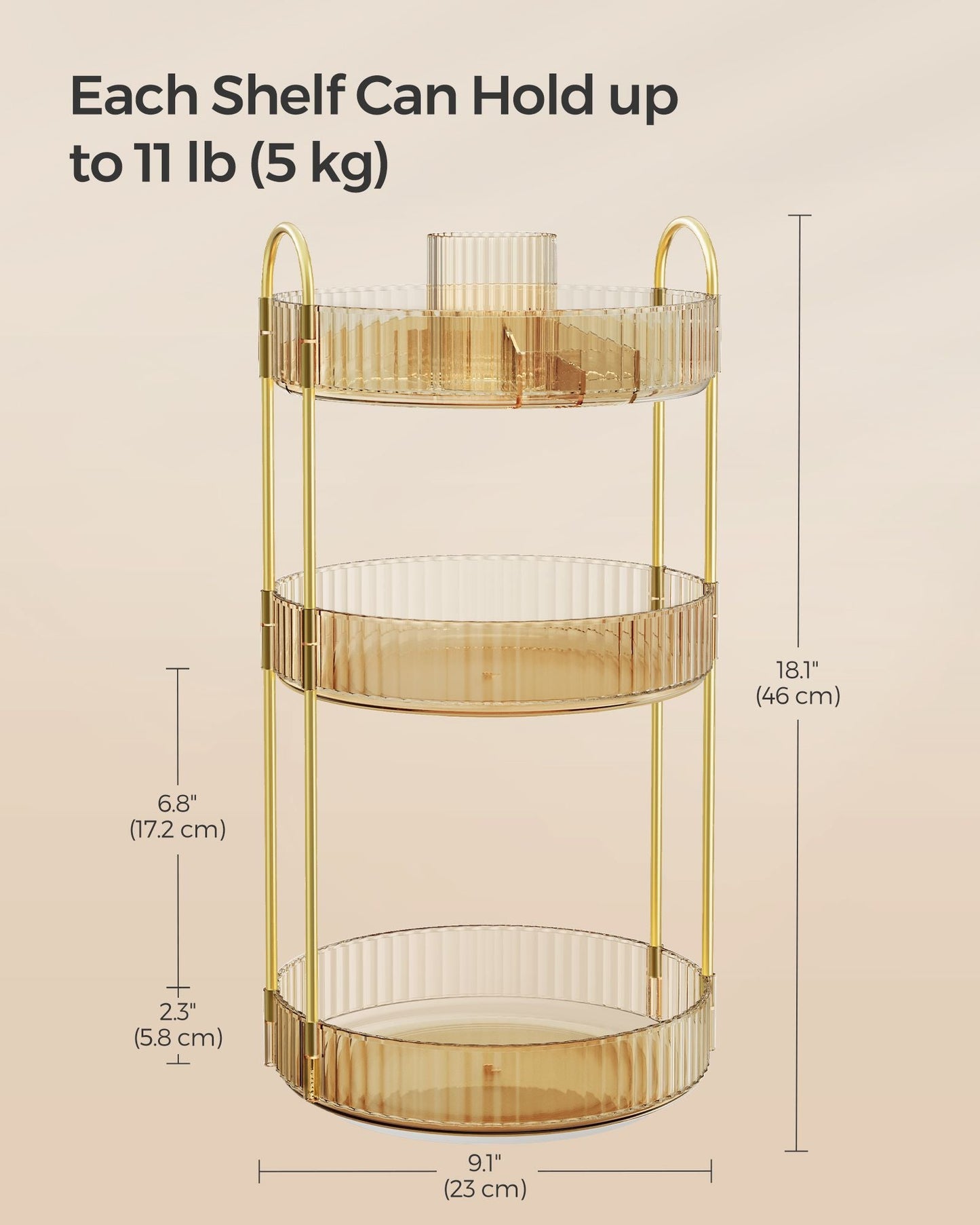 3-Tier Round Rotating Skincare Organizer Countertop
