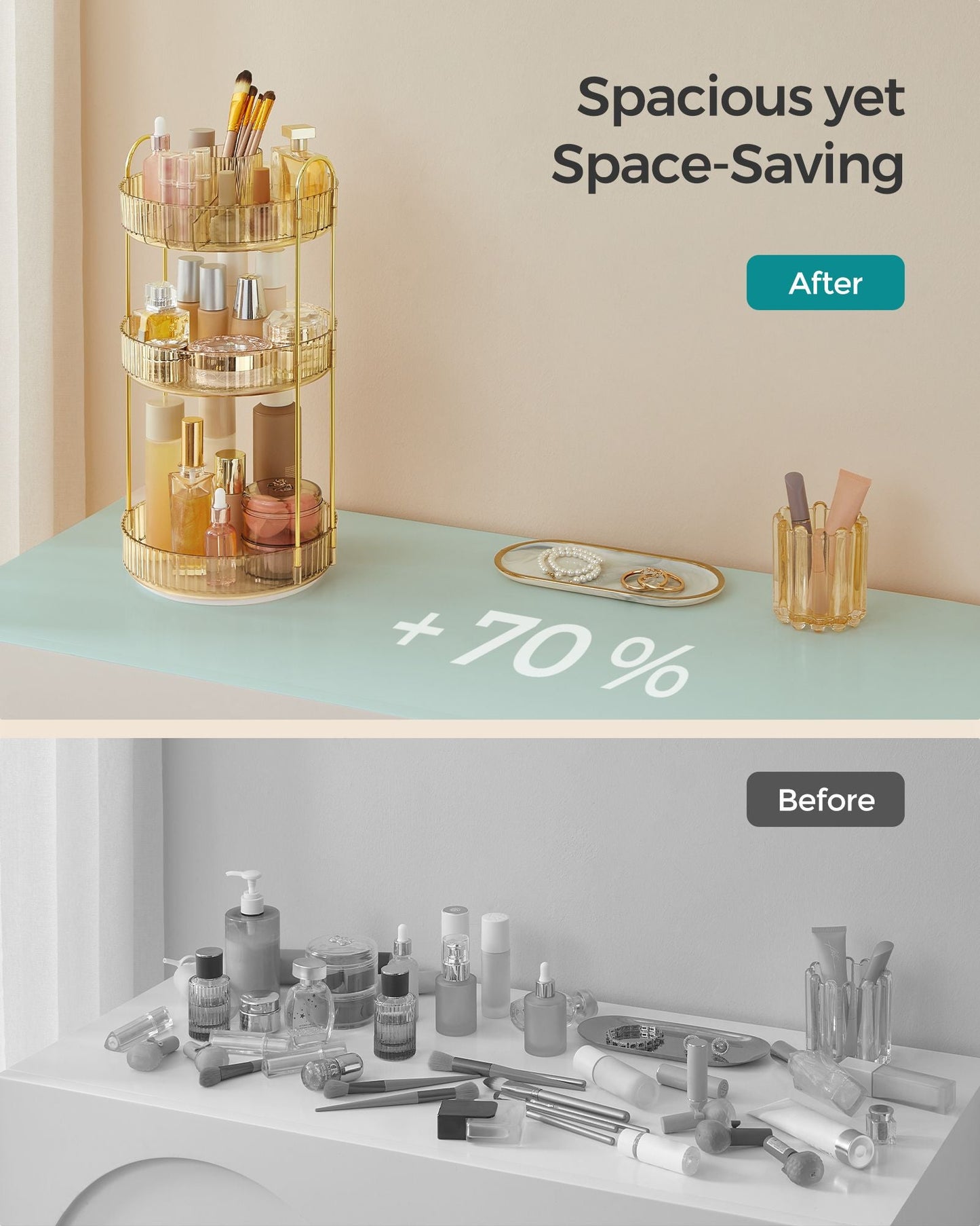 3-Tier Round Rotating Skincare Organizer Countertop