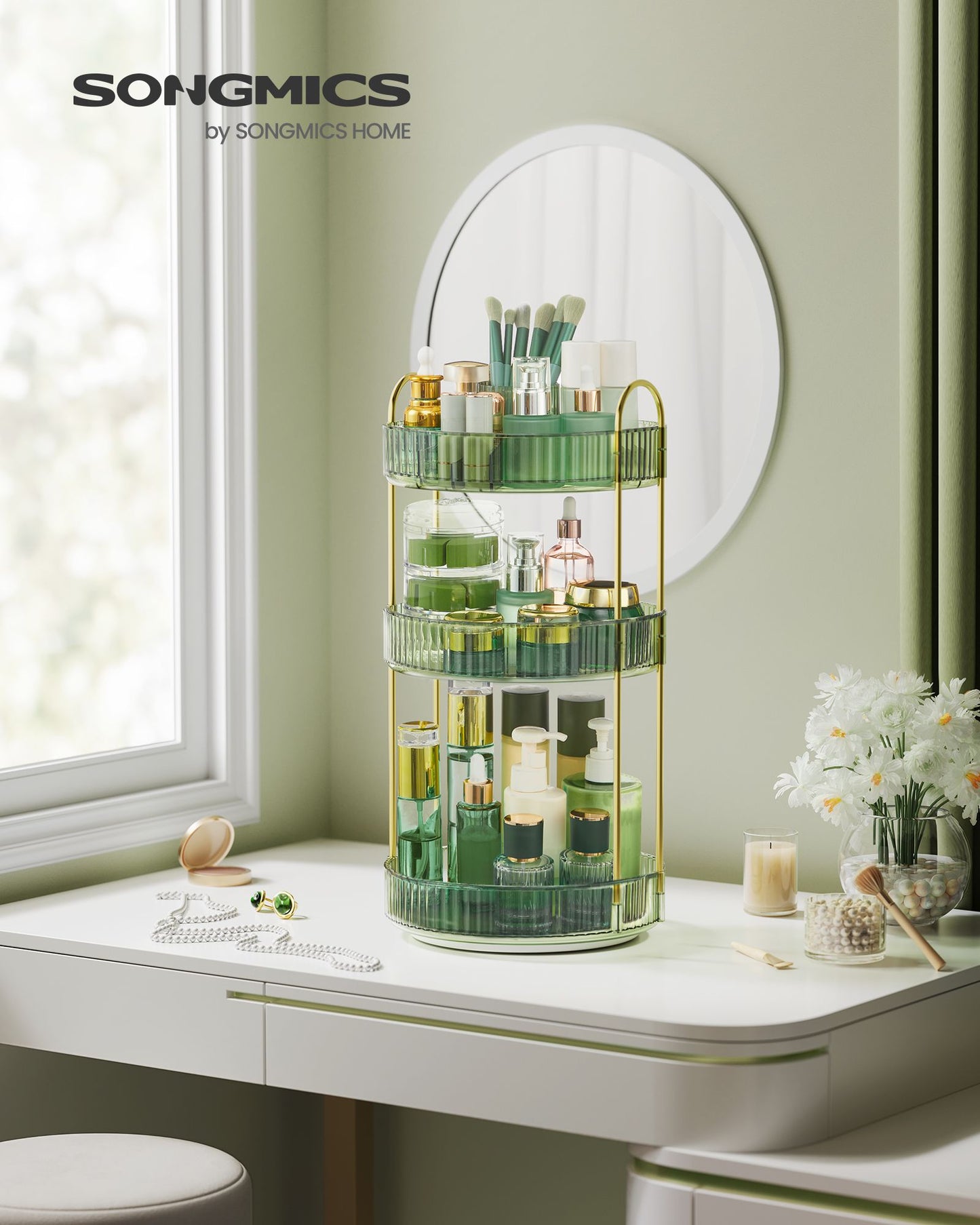 3-Tier Round Rotating Skincare Organizer Countertop