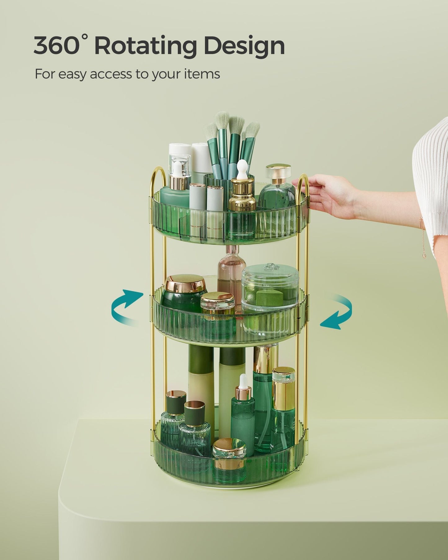 3-Tier Round Rotating Skincare Organizer Countertop