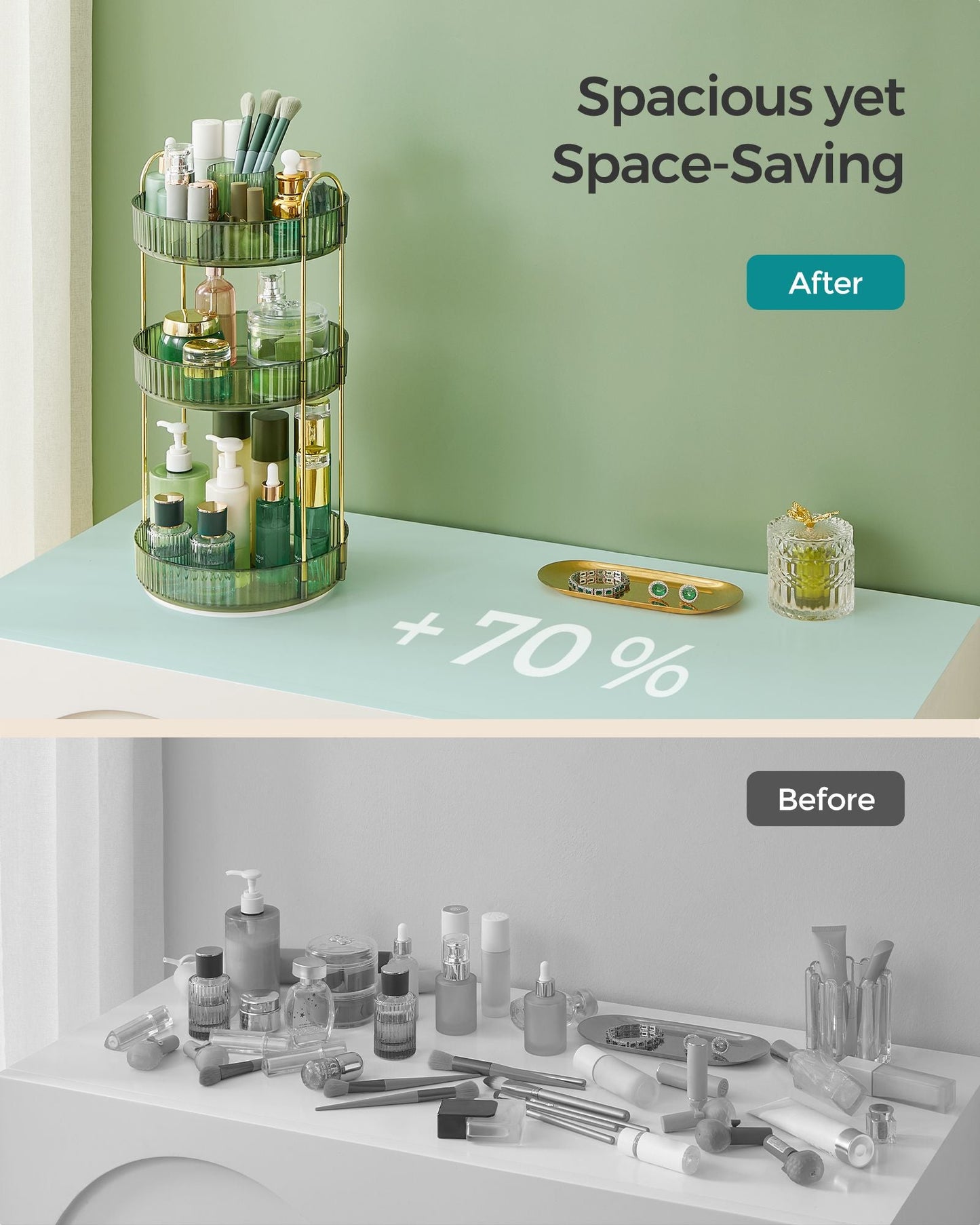 3-Tier Round Rotating Skincare Organizer Countertop