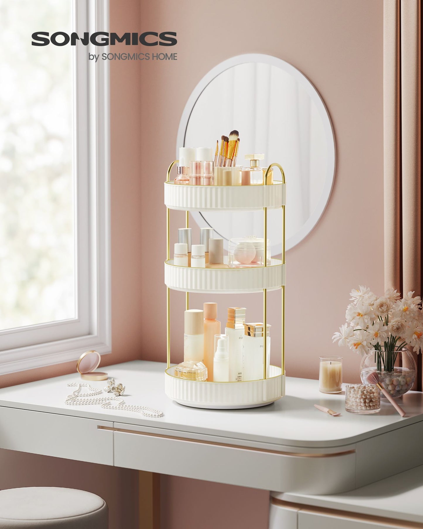3-Tier Round Rotating Skincare Organizer Countertop
