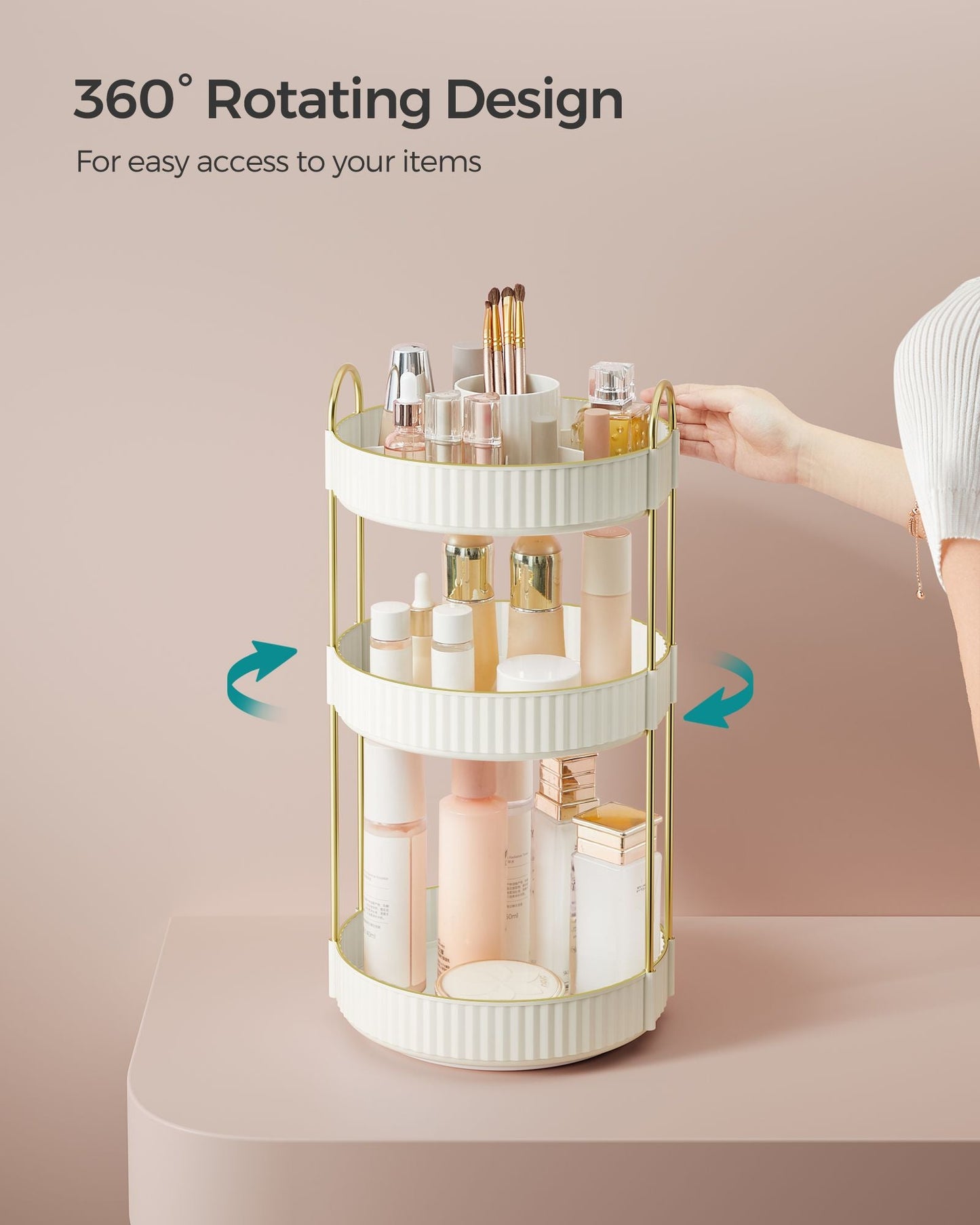 3-Tier Round Rotating Skincare Organizer Countertop