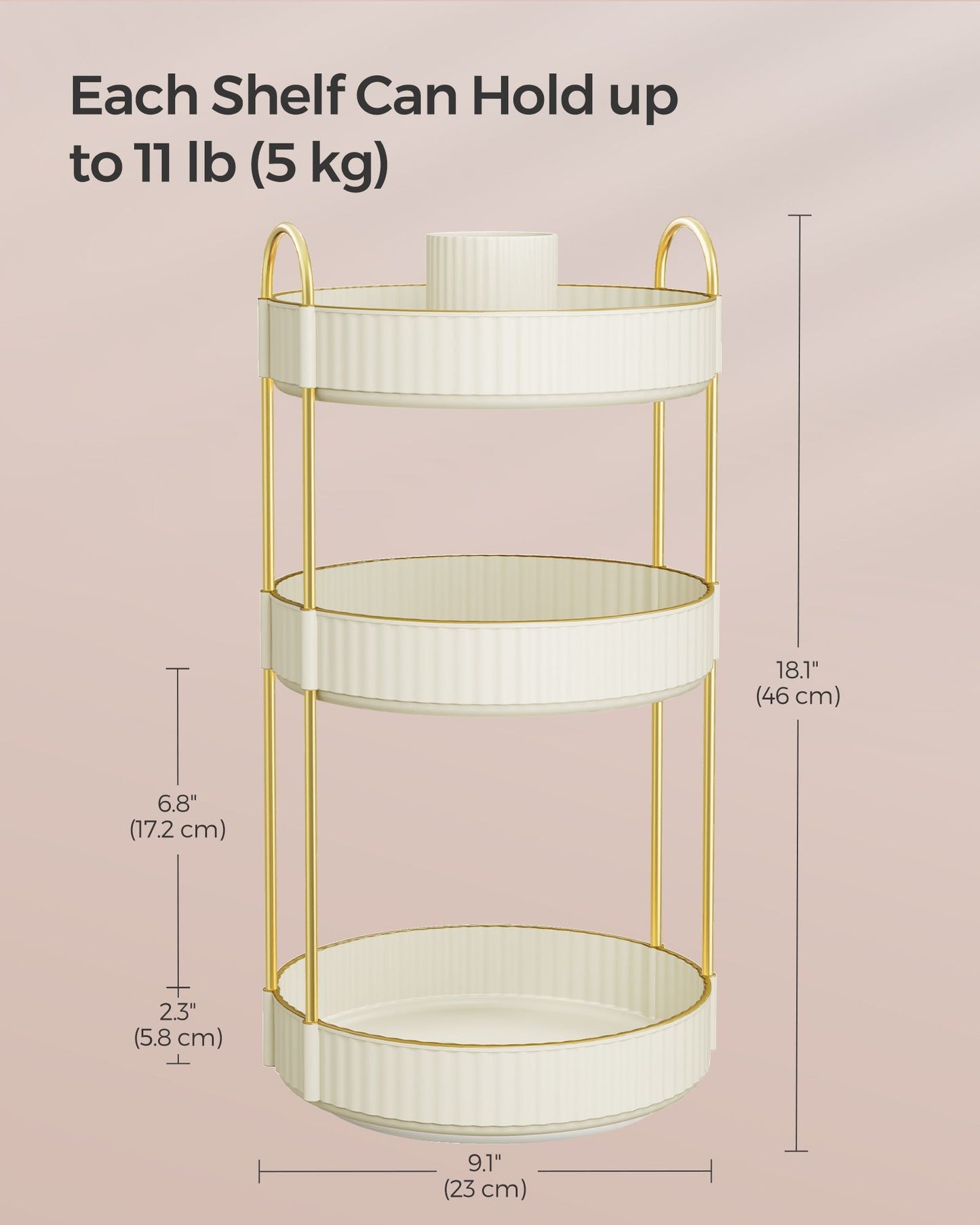3-Tier Round Rotating Skincare Organizer Countertop