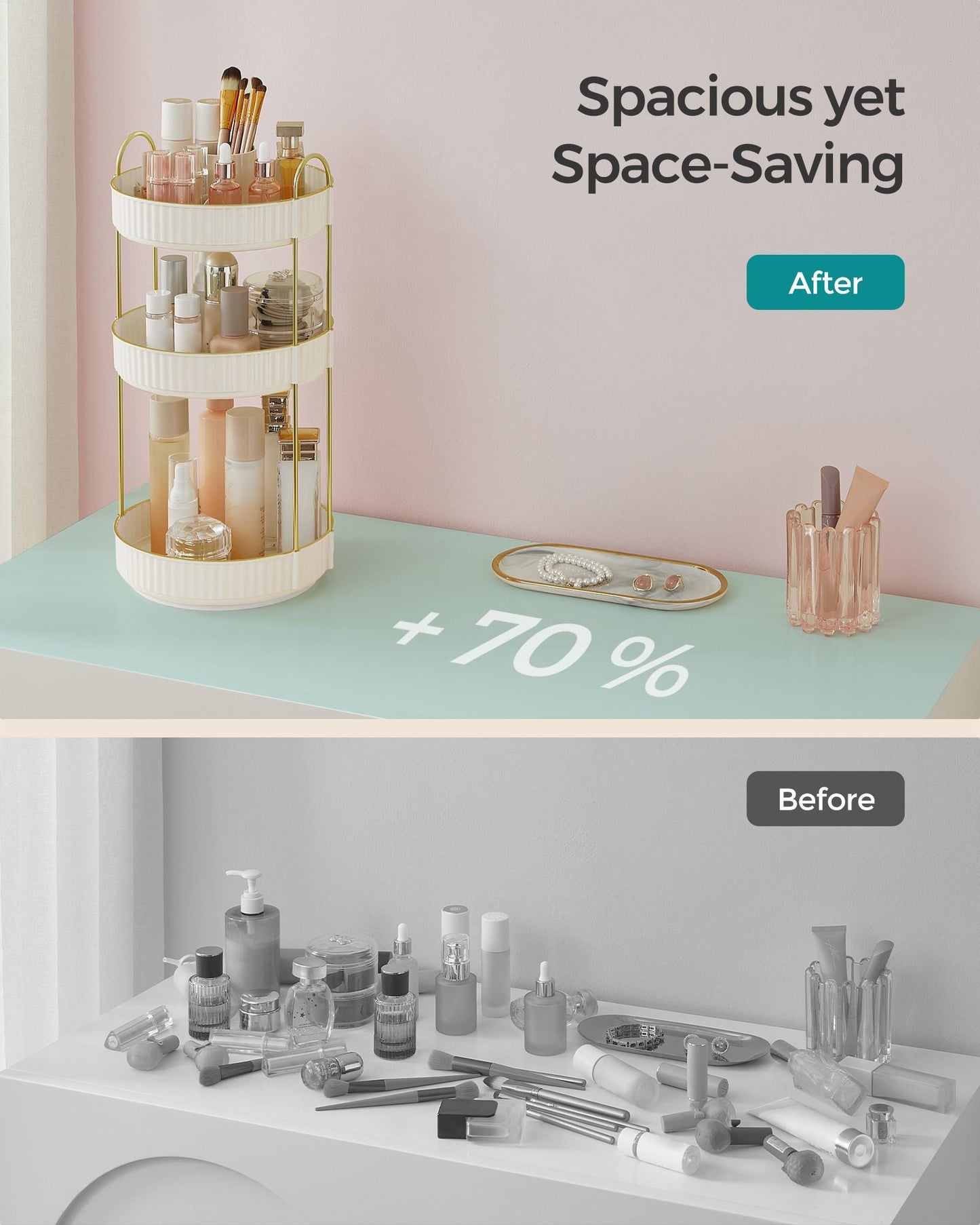 3-Tier Round Rotating Skincare Organizer Countertop