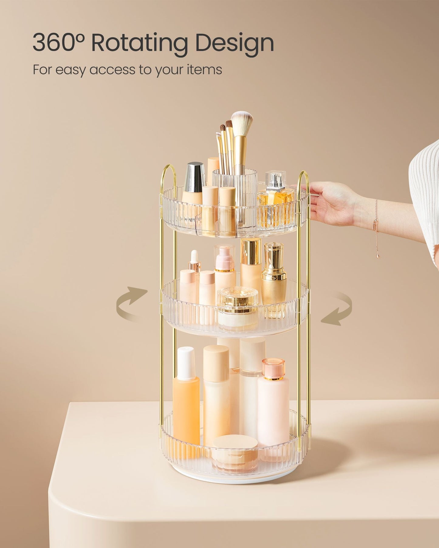 3-Tier Round Rotating Skincare Organizer Countertop