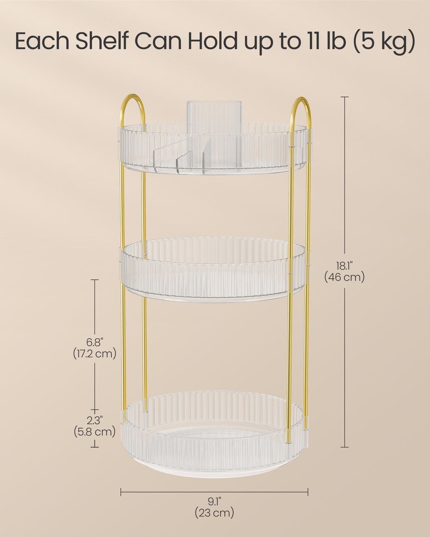 3-Tier Round Rotating Skincare Organizer Countertop