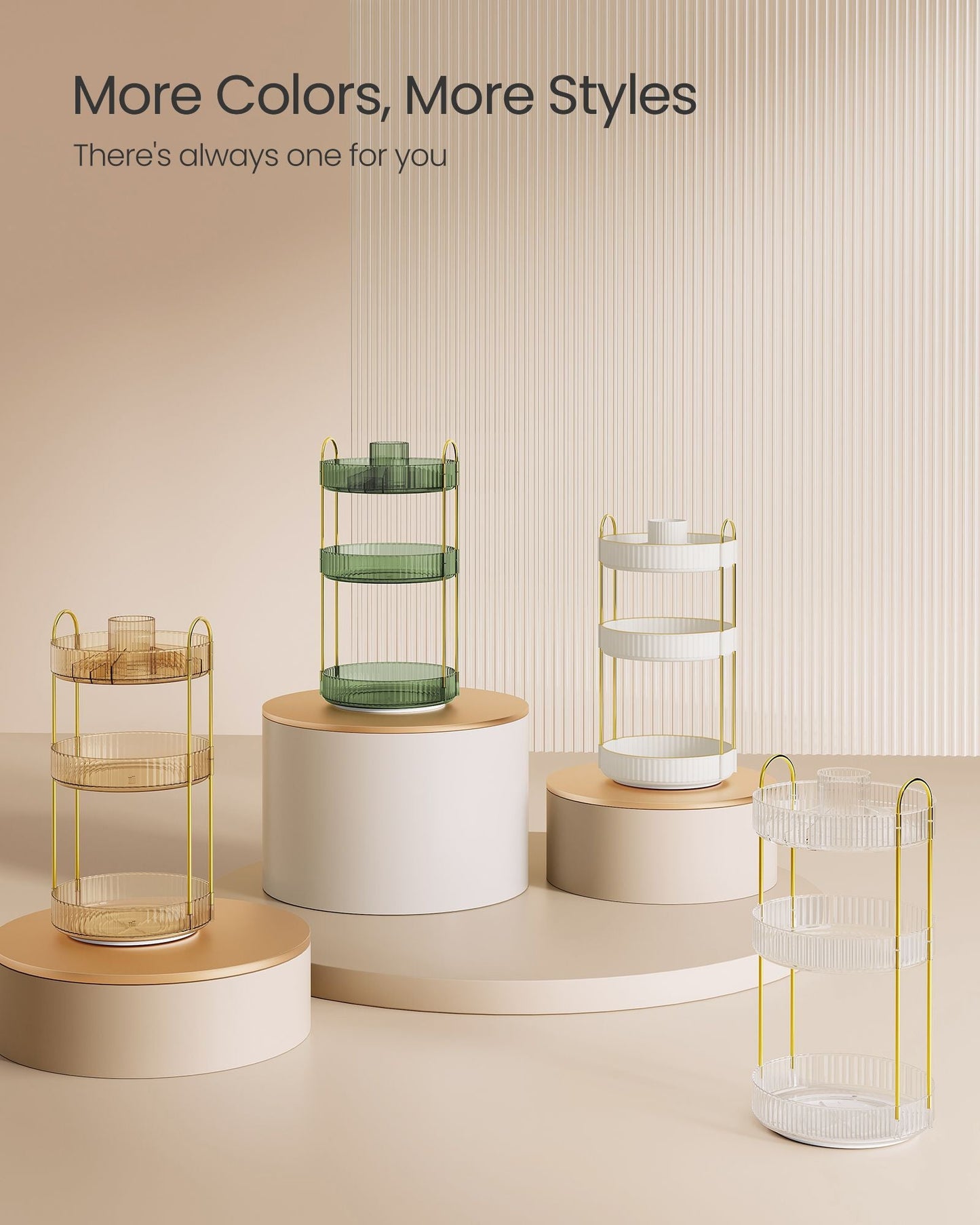 3-Tier Round Rotating Skincare Organizer Countertop