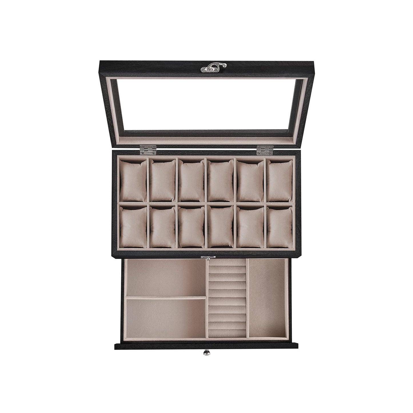 12-Slot Watch Box with Large Glass Lid