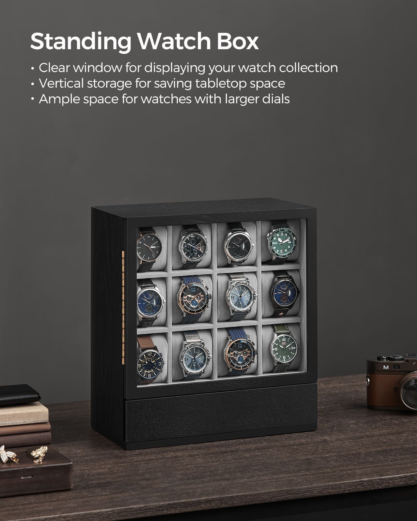 12-Slot Wooden Watch Box