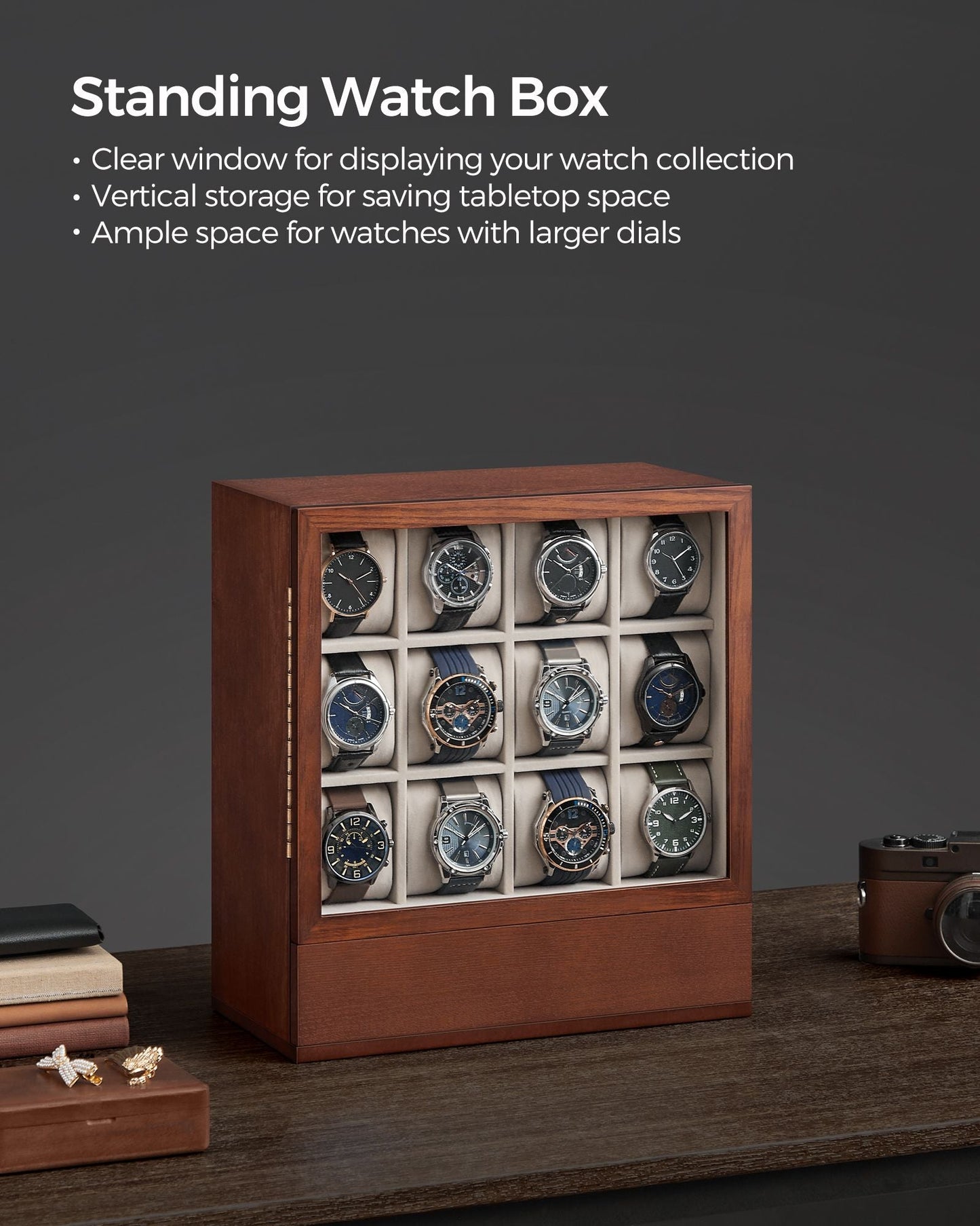 12-Slot Wooden Watch Box