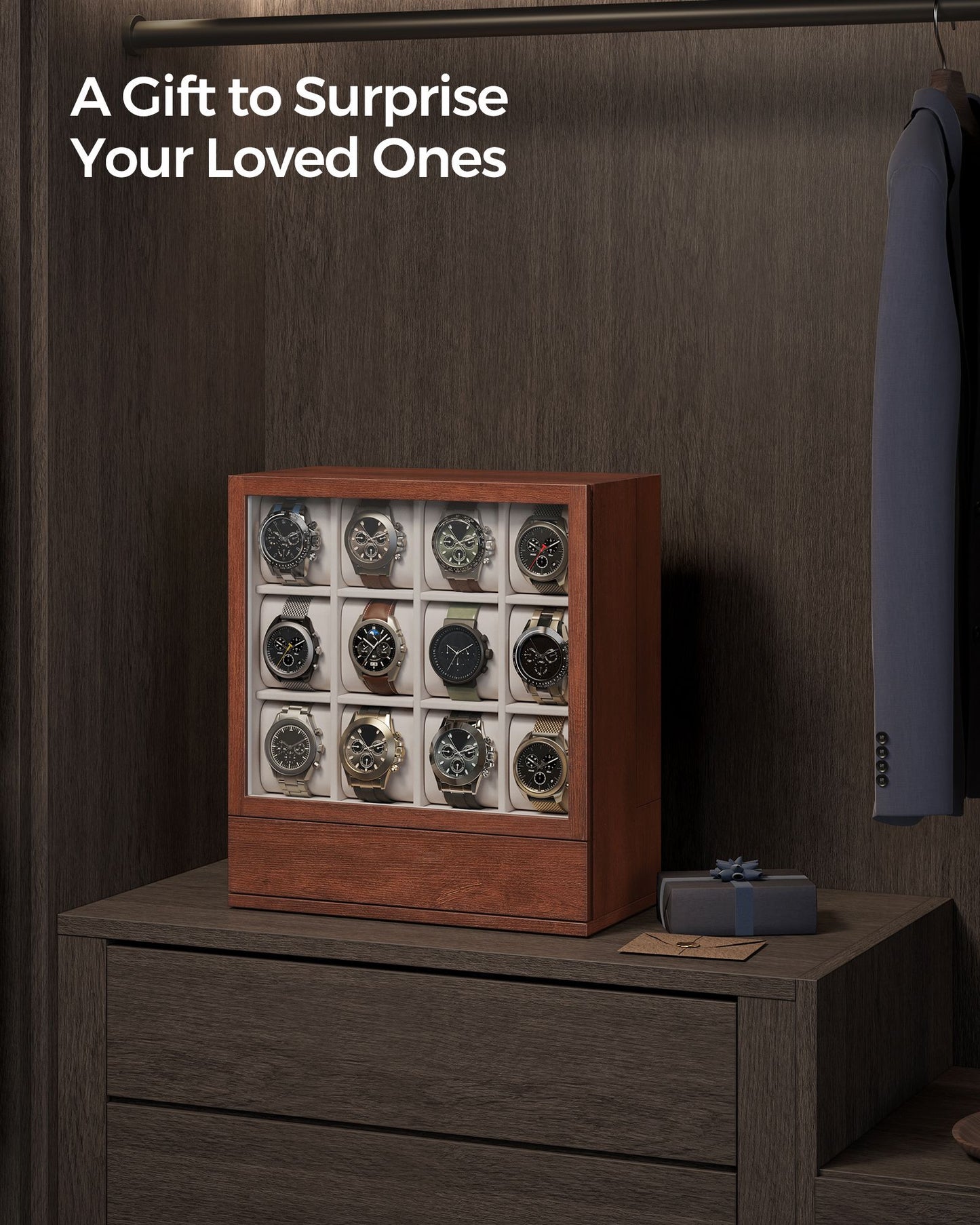 12-Slot Wooden Watch Box