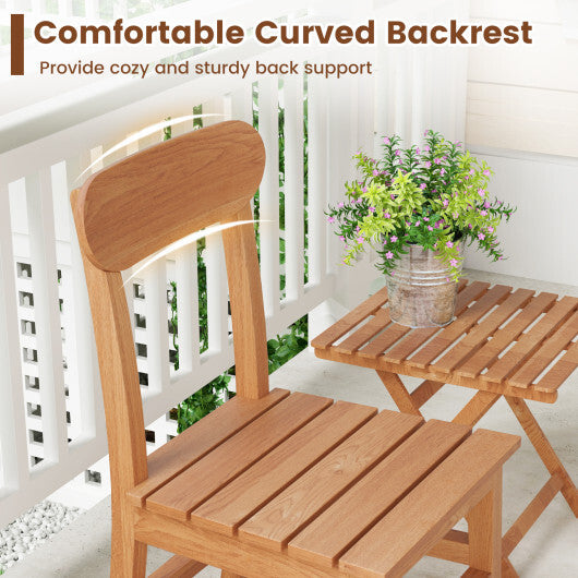 Patio Teak Wood Chair Armless Dining Chair with Slatted Seat