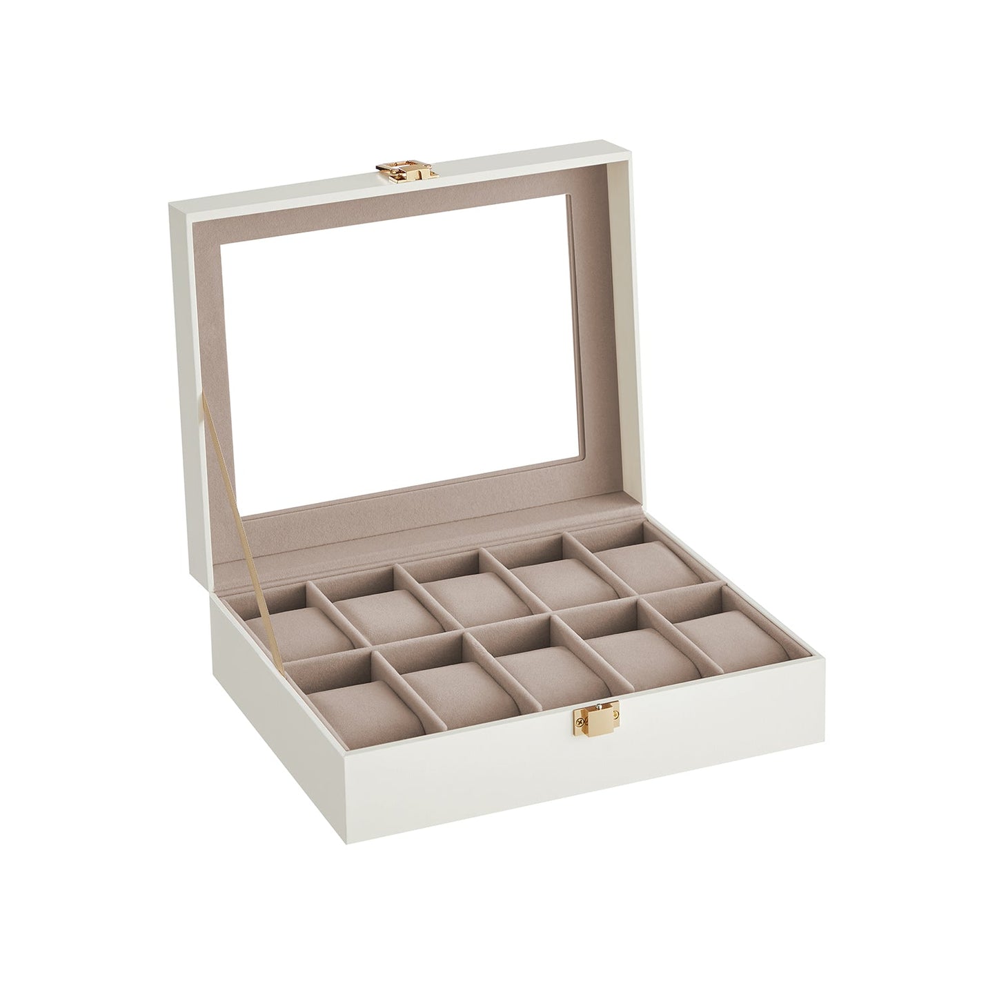 10-Slot Watch Case with Large Glass Lid