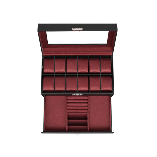 12-Slot Watch Box with Glass Lid