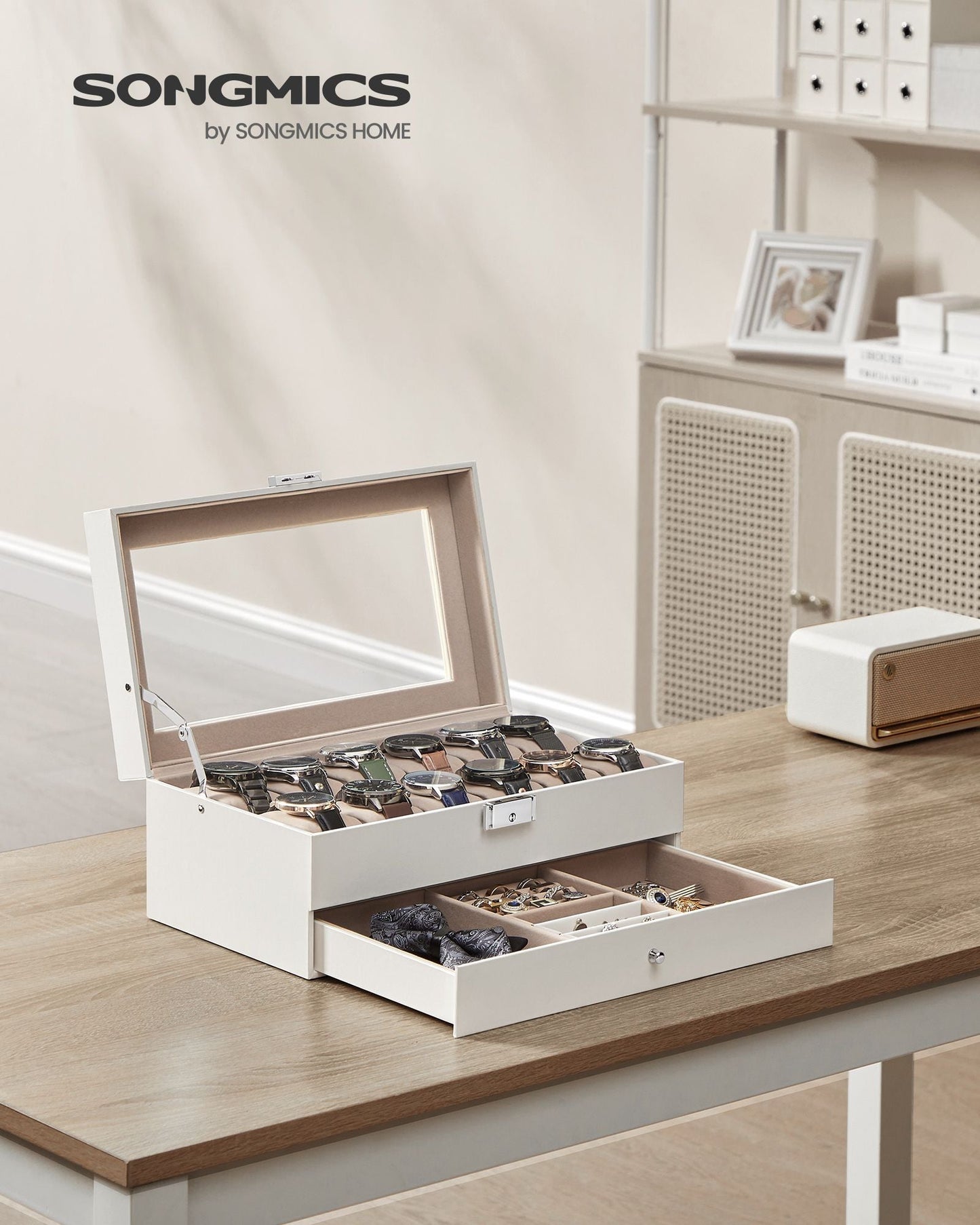 12-Slot Watch Box with Glass Lid