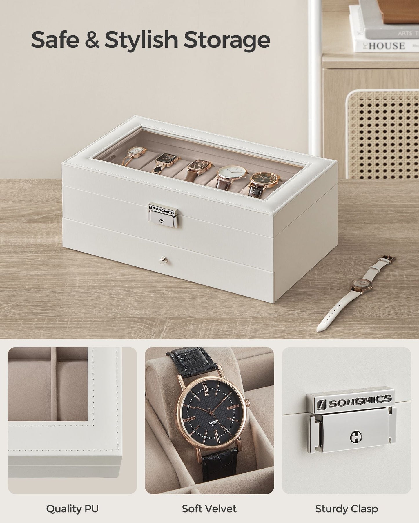 12-Slot Watch Box with Glass Lid
