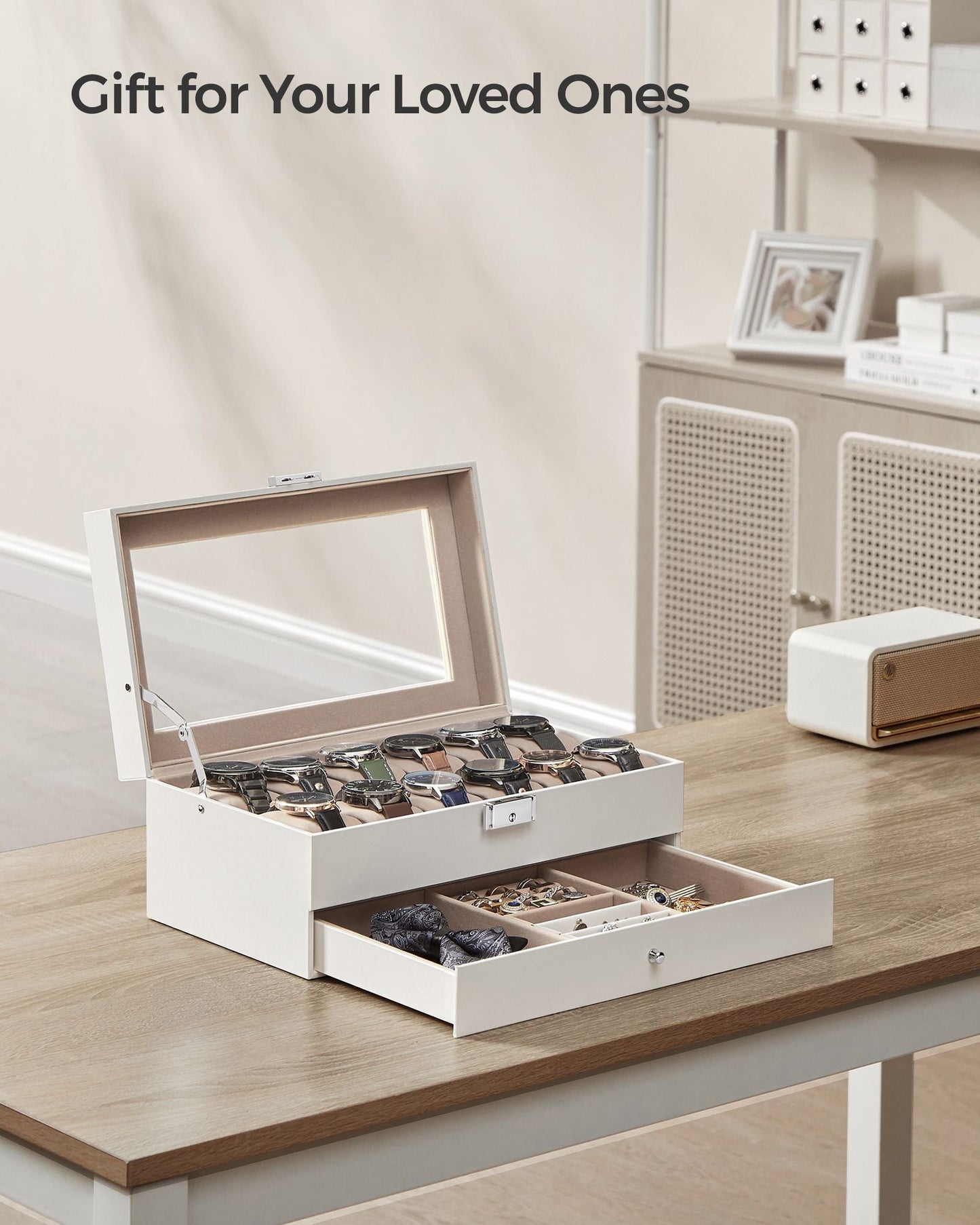 12-Slot Watch Box with Glass Lid