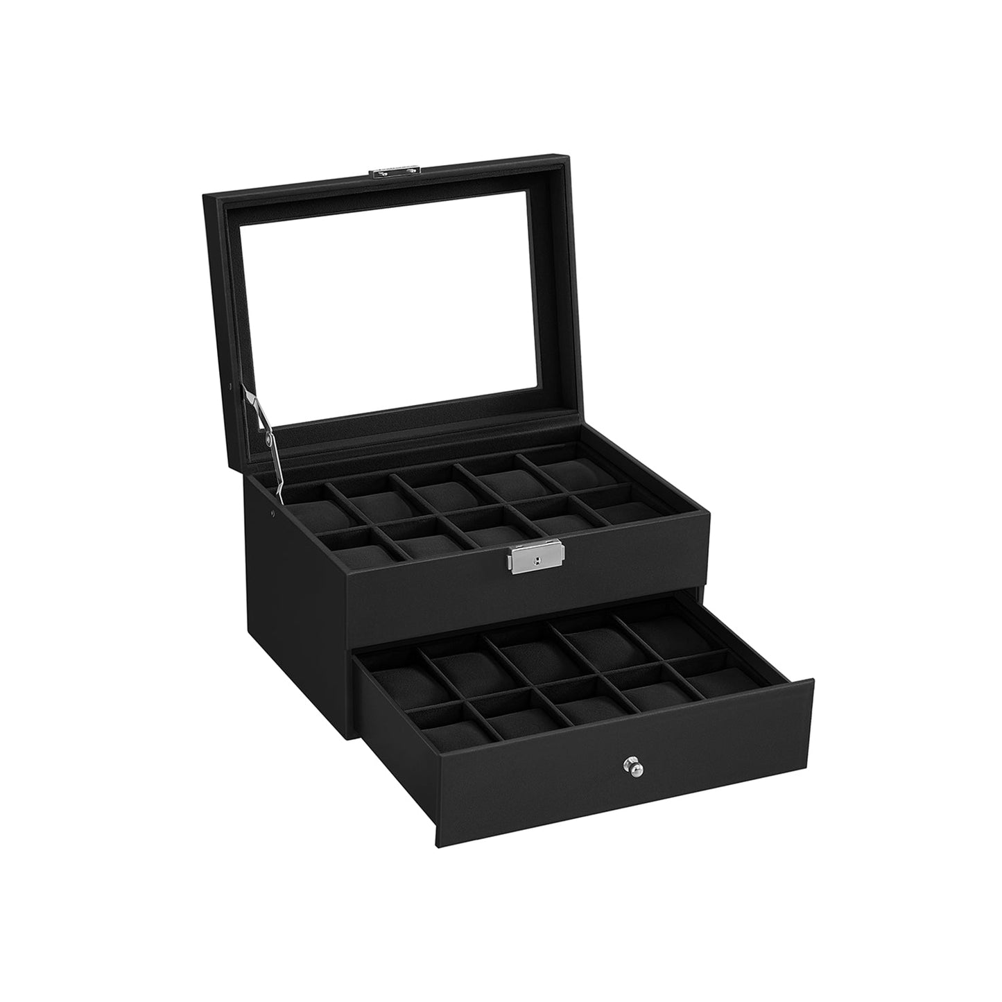 20-Slot Watch Box with Glass Lid