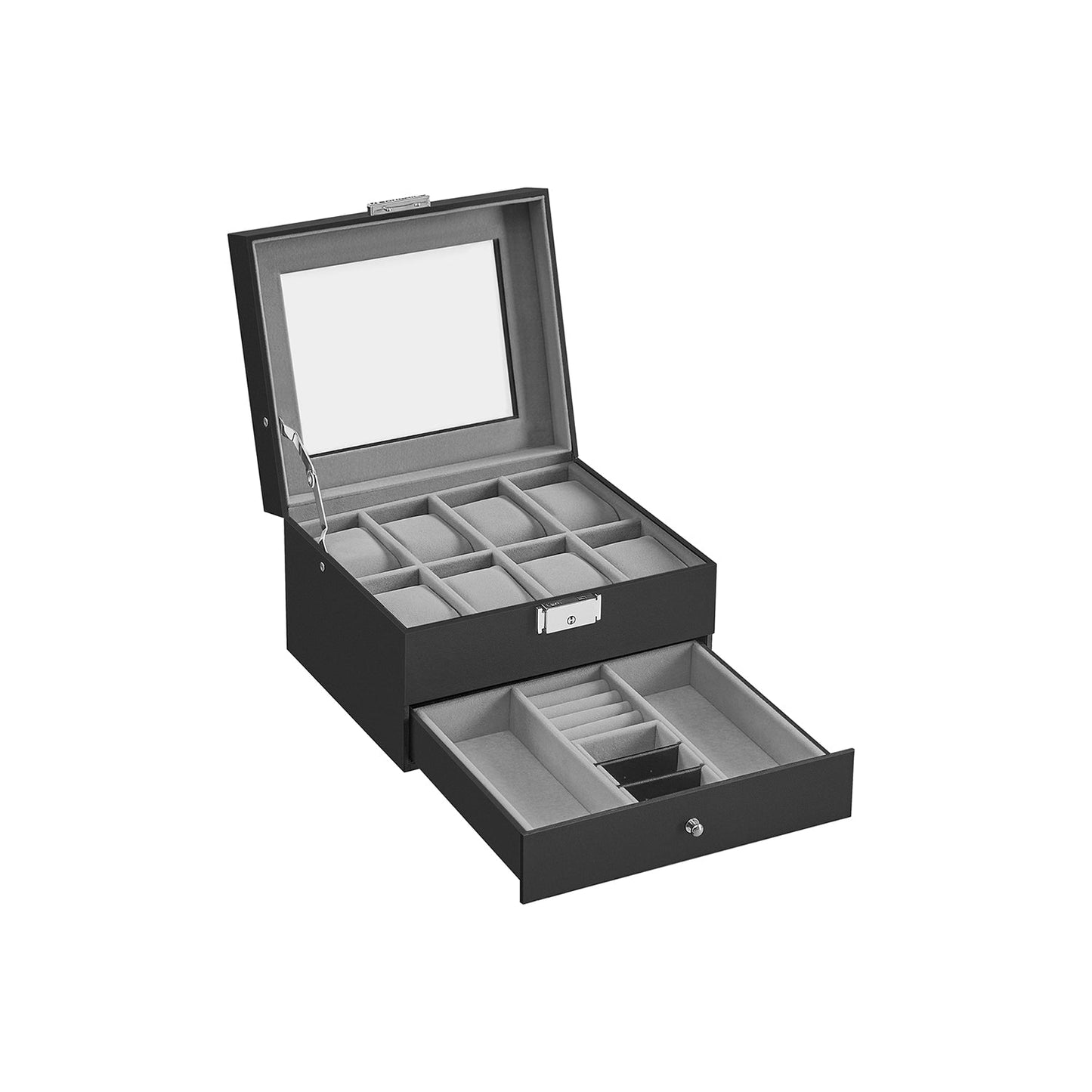 8-Slot Watch Box with Glass Lid