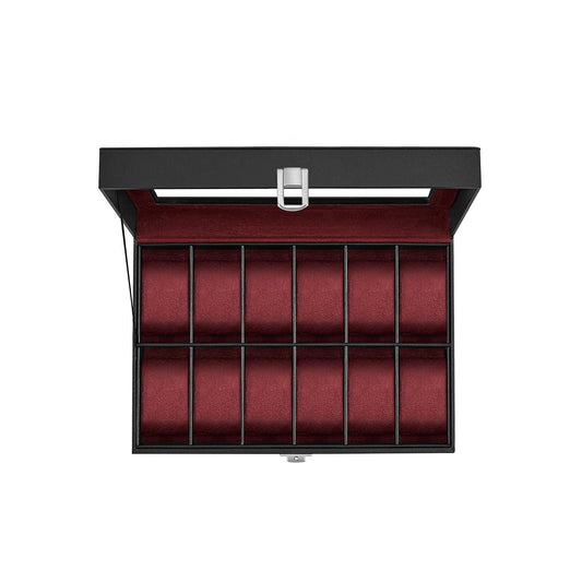 12-Slot Watch Case with Large Glass Lid